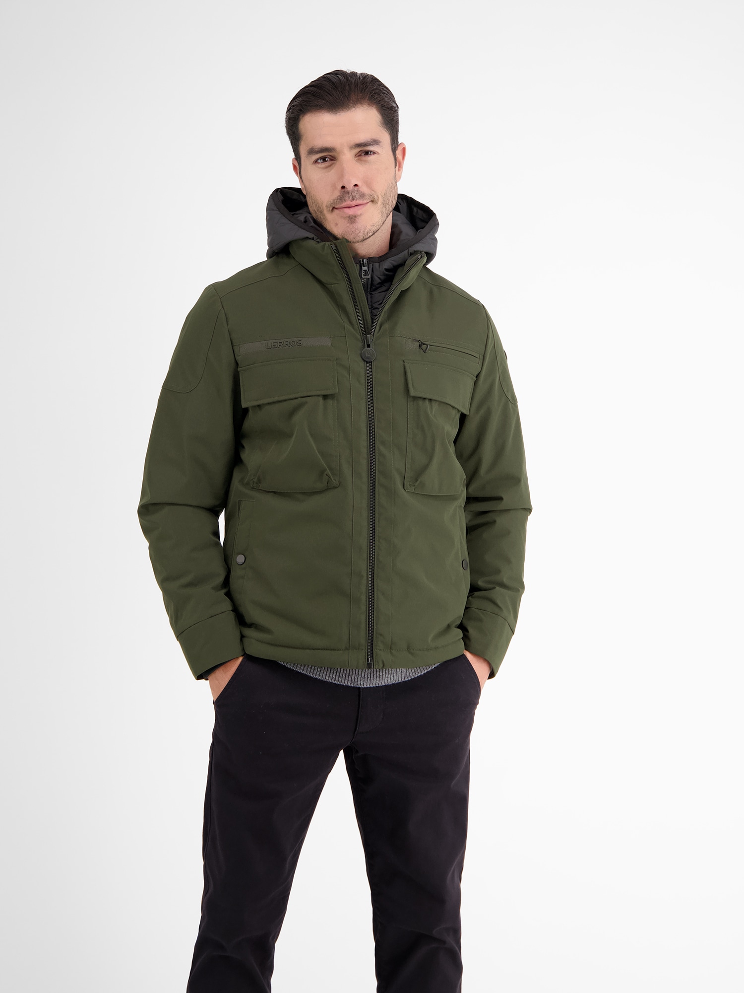 LERROS Outdoorjacke »LERROS Fieldjacket mit Kapuze, gefüttert«, mit Kapuze, Wasser- und windabweisend, atmungsaktiv