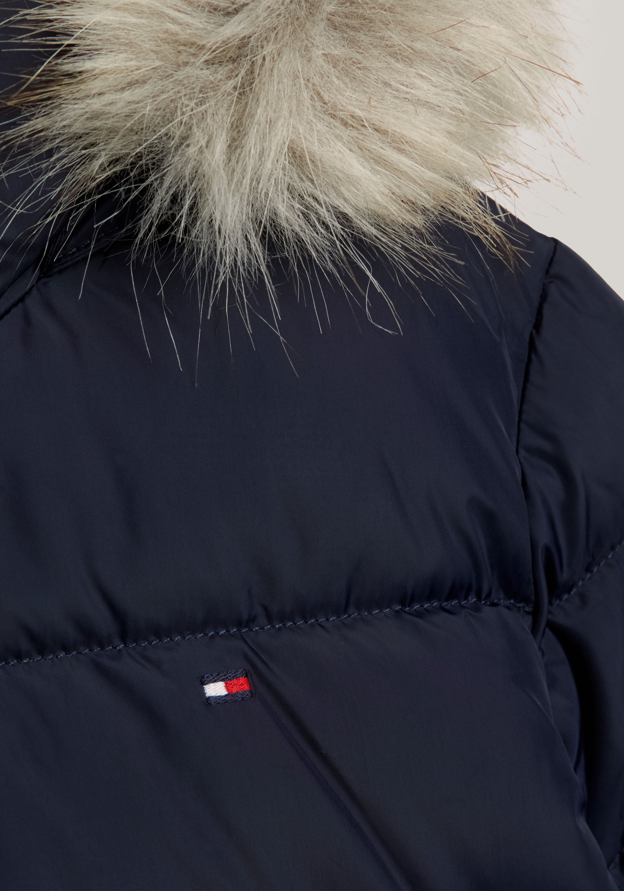 Tommy Hilfiger Steppjacke »ESSENTIAL FUR HOOD JACKET«, mit Kapuze, mit Fellimitat an der Kapuze