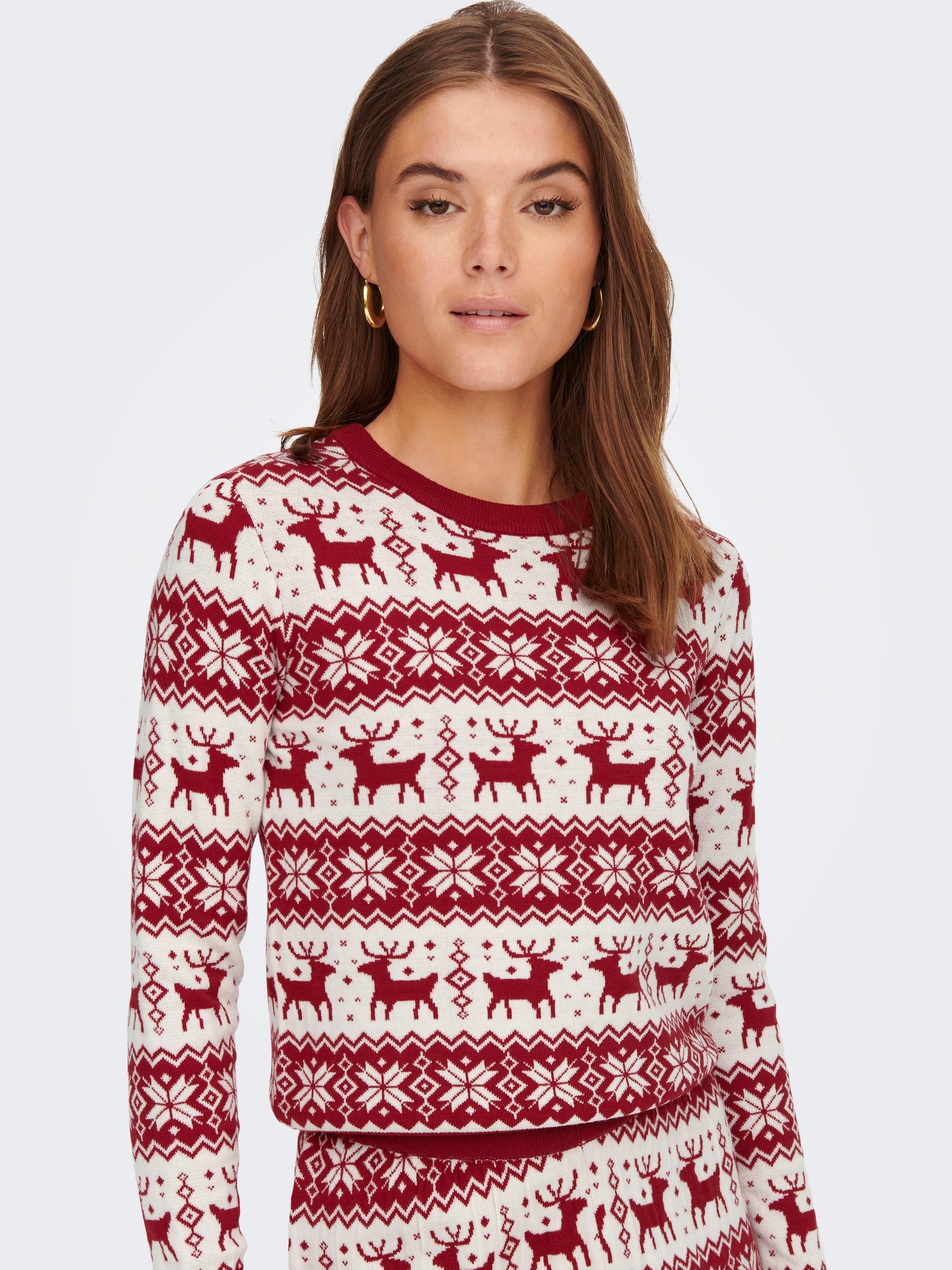 ONLY Weihnachtspullover "ONLXMAS COMFY SNOWFLAKE L/S PULLOVER KNT" günstig online kaufen