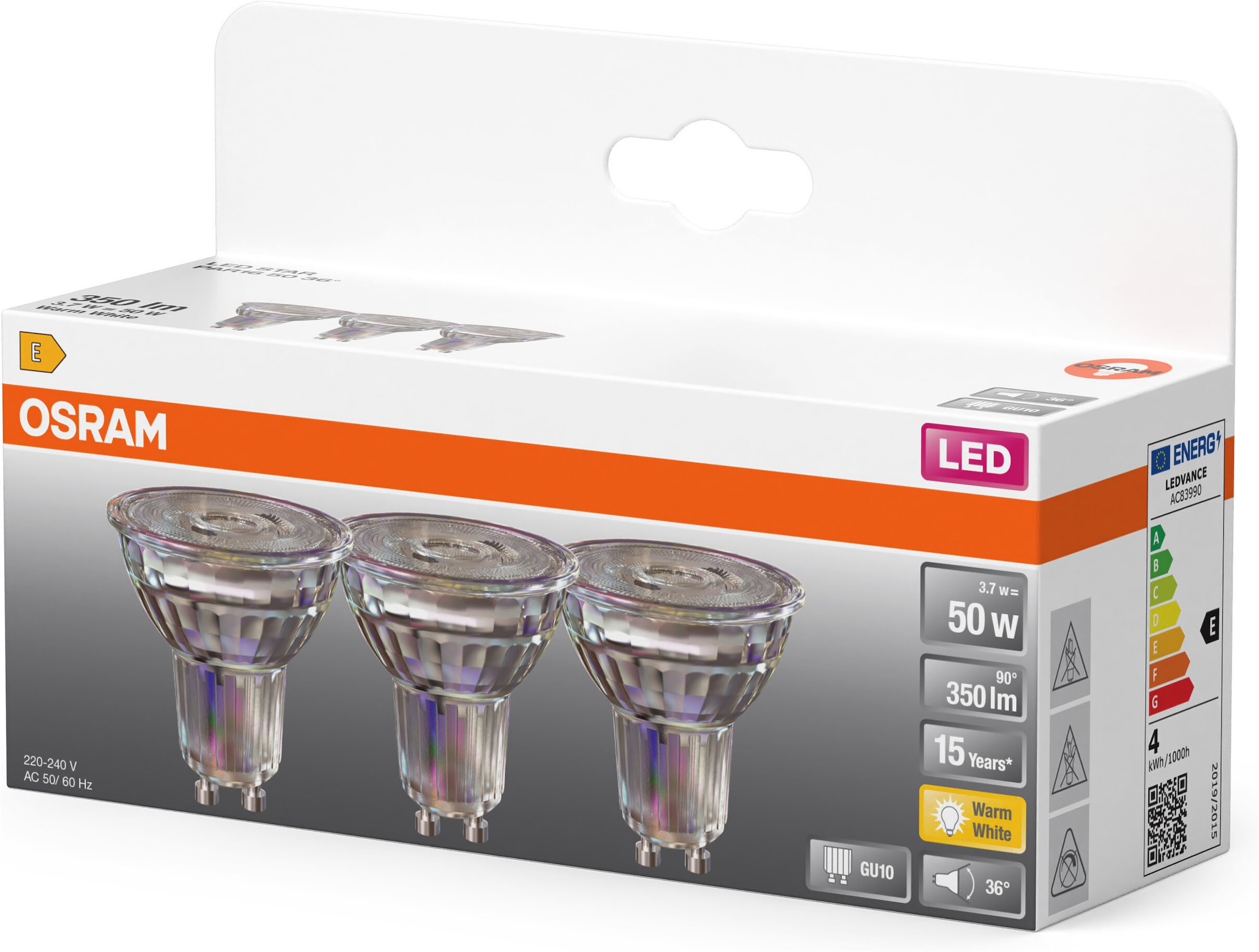 Osram LED-Leuchtmittel »LED-Spot Star PAR16 Reflektor« GU10 3 Stk. Warmweiß