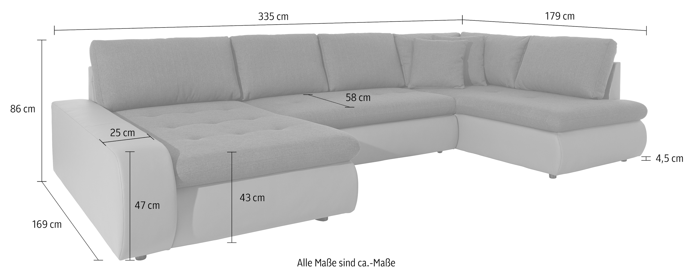 TRENDMANUFAKTUR Wohnlandschaft »Indie II, tolle Detailverarbeitung, bequem und komfortabel im Sitz«, wahlweise mit Bettfunktion, U-Form