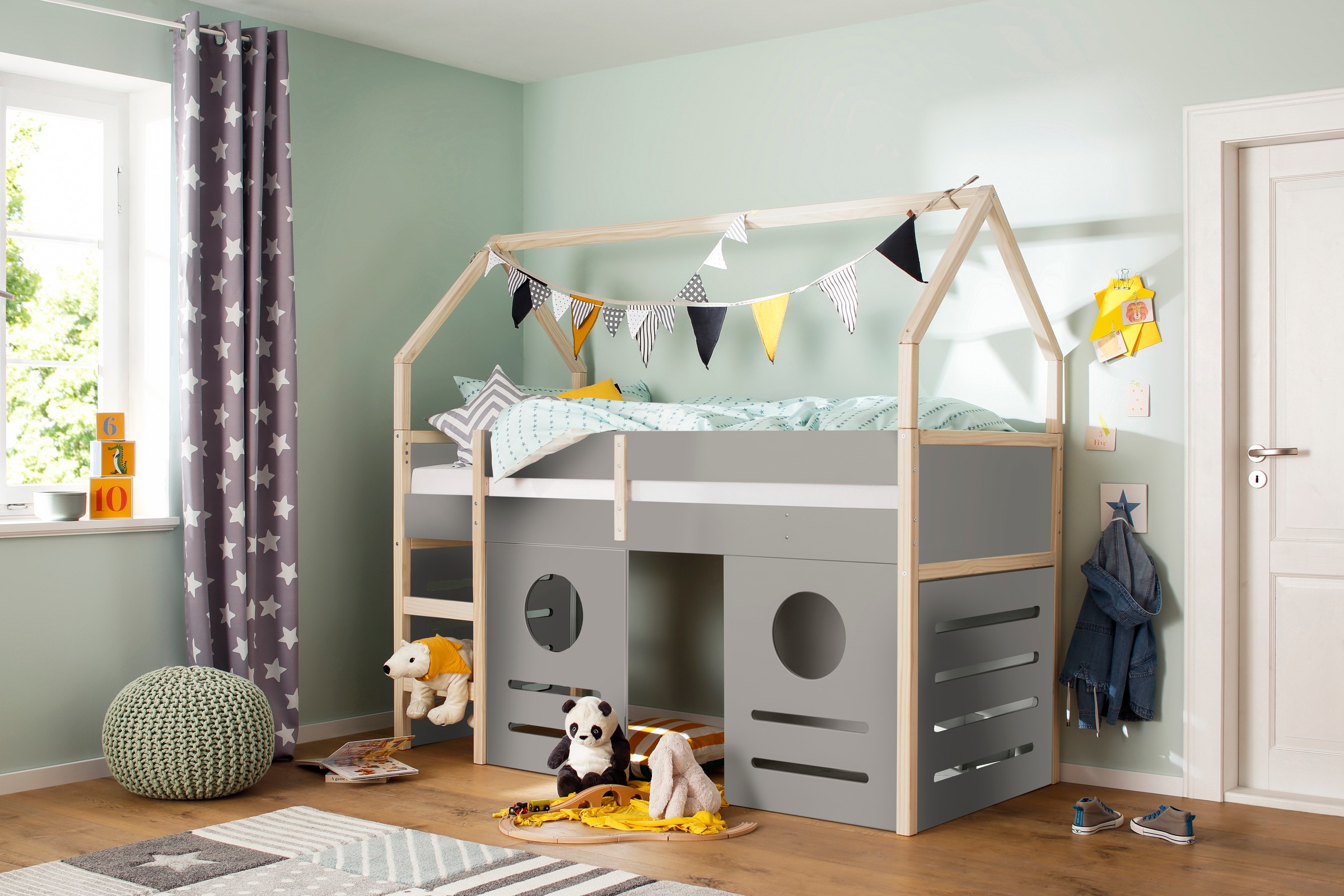 OTTO home Hochbett "Janne" Kiefernholz, Einzelbett, inklusive Holzleiter, L günstig online kaufen