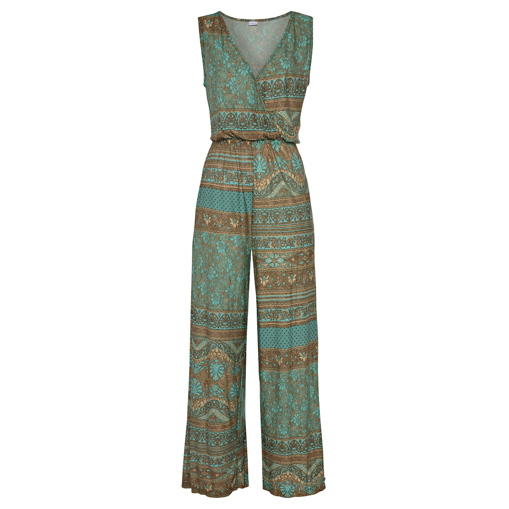 LASCANA Overall, mit überlappendem V-Ausschnitt, sommerlicher Jumpsuit mit Alloverprint