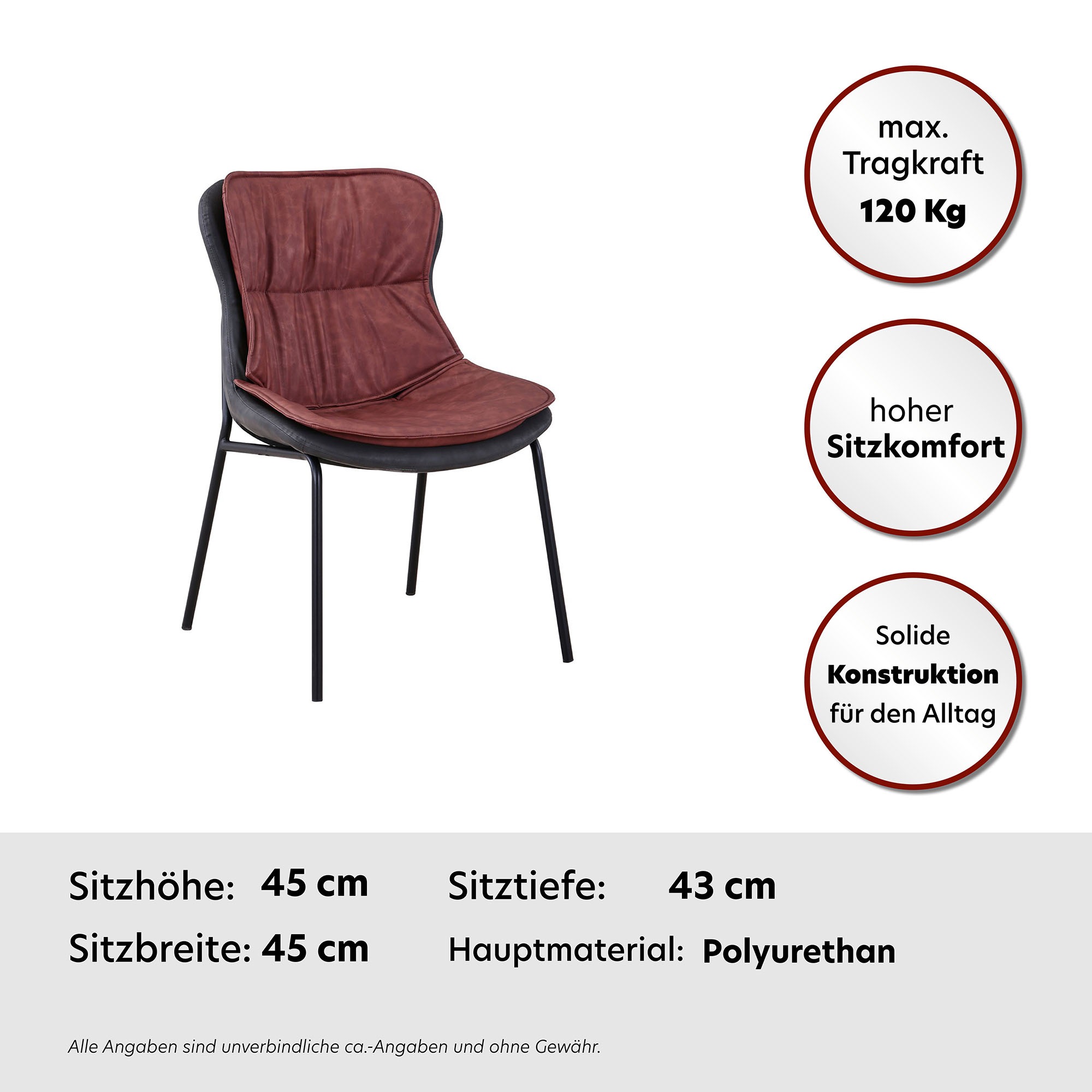 Kayoom Polsterstuhl, 1 St., pflegeleicht, bequem, angenehme Sitzfläche, mit trendigen Ziernähten