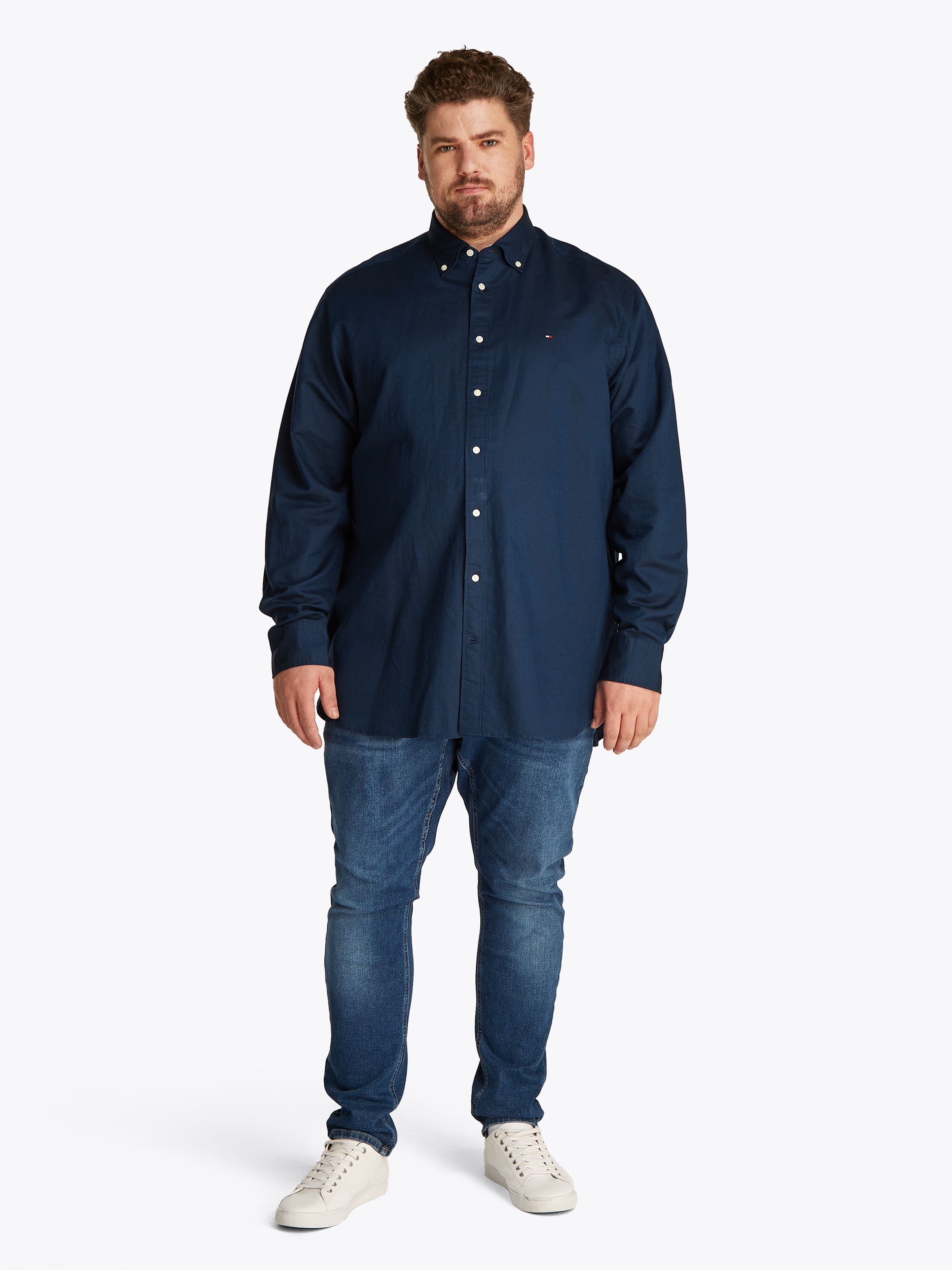 Tommy Hilfiger Big & Tall Langarmhemd »BT-LINEN BLEND SOLID«, Große Größen