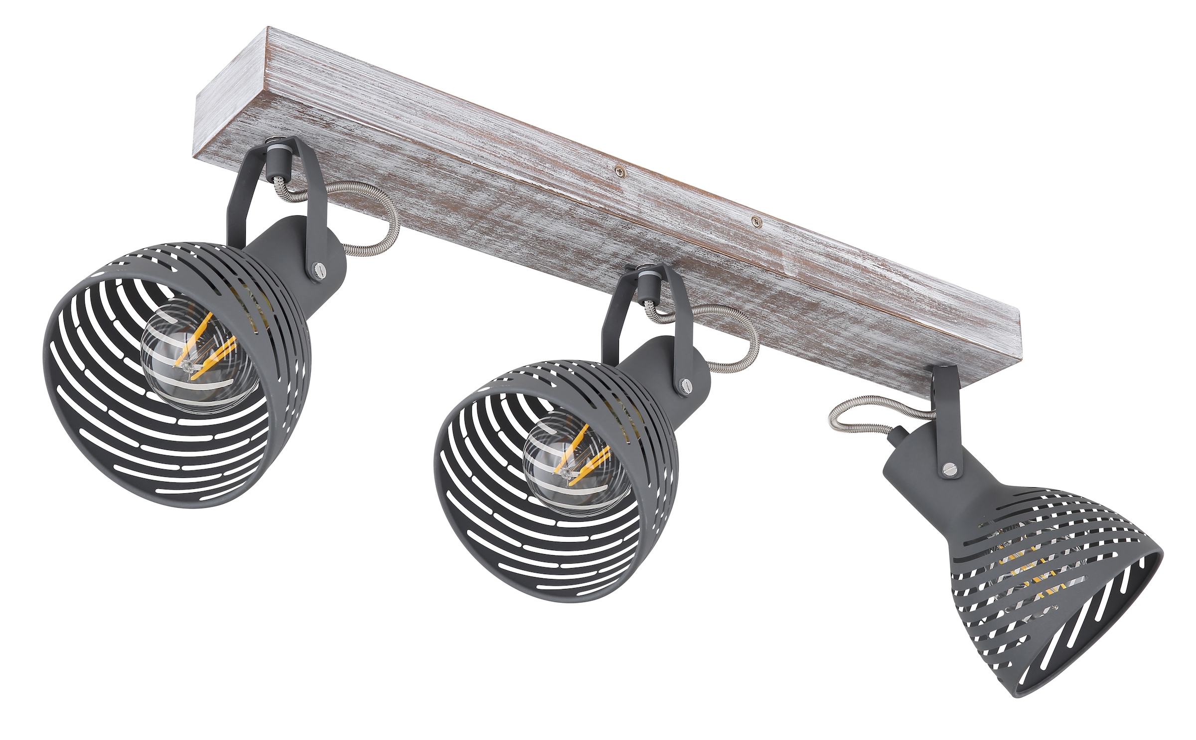 GLOBO LIGHTING Deckenspot »MORI« E27 1 Stk. Weiß getünchter Holz-Strahler mit blauen Metall-Schirmen