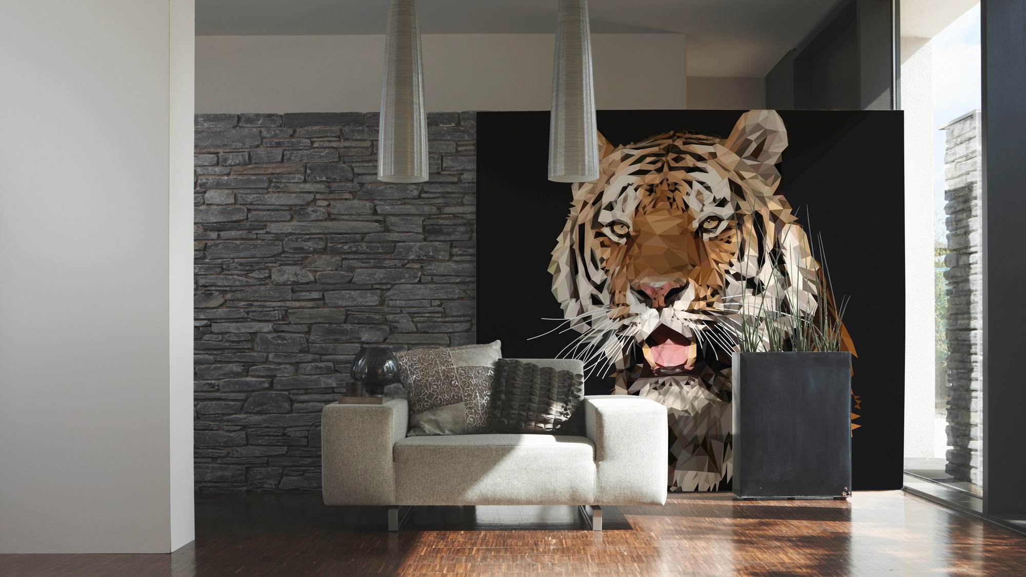Architects Paper Fototapete "Tiger Polygon" Vlies, Wand, Schräge günstig online kaufen