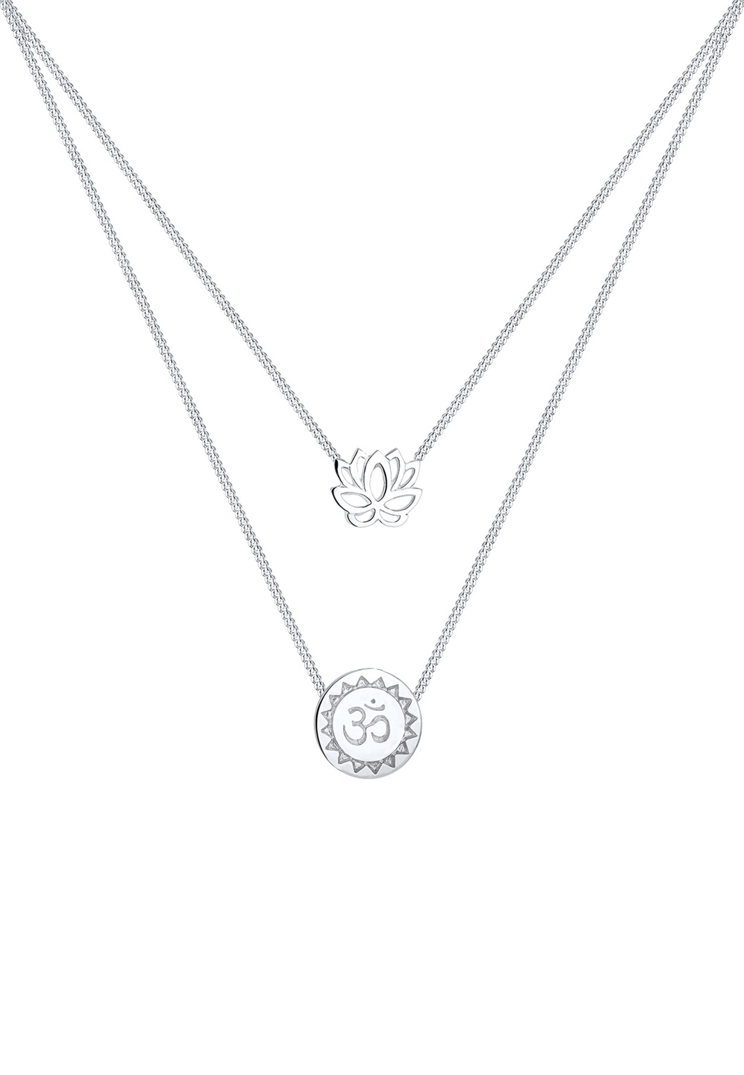 Elli Gliederkette »Lotusblume Om Symbol Yoga Mantra Layer 925 Silber«