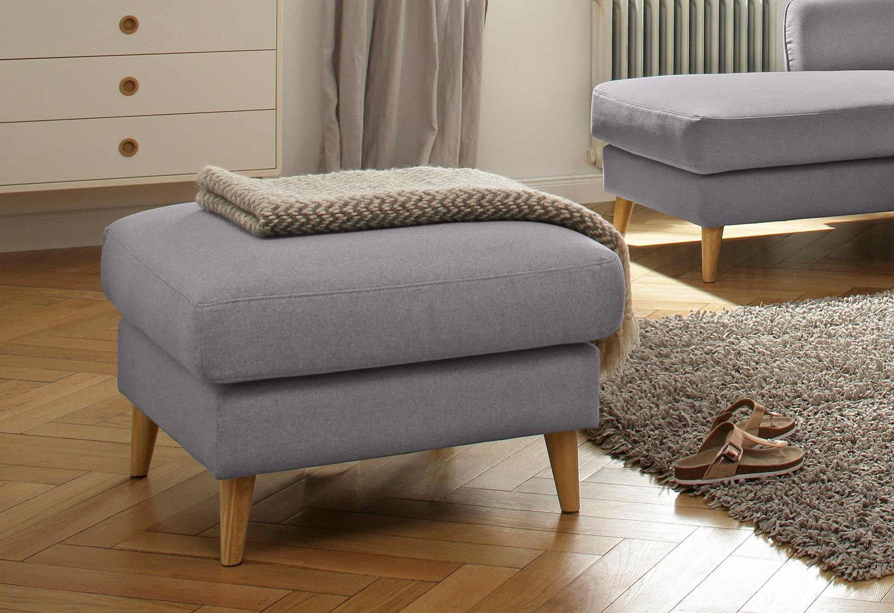 Home affaire Polsterhocker "MARSEILLE", Massivholzbeine Eiche, Landhausstil günstig online kaufen