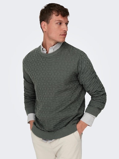 ONLY & SONS Rundhalspullover "ONSKALLE REG 12 STRUC CREW KNIT NOOS" günstig online kaufen