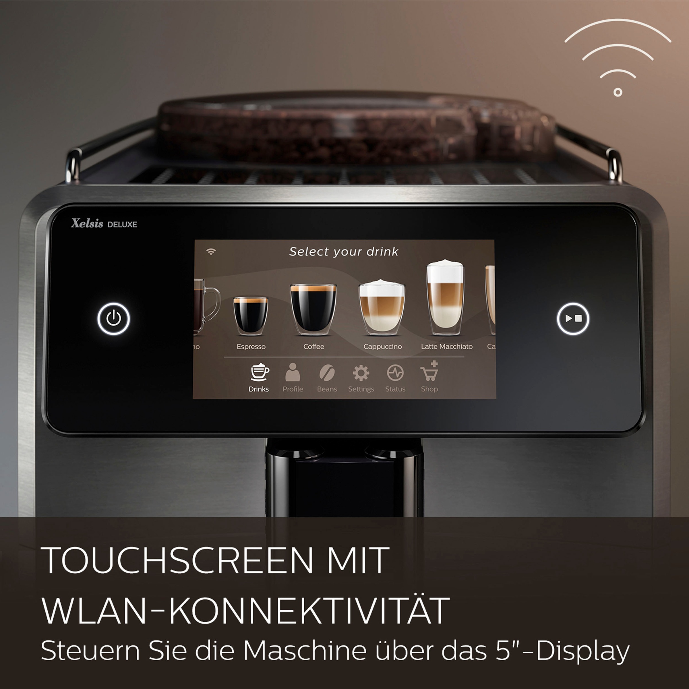 Saeco Kaffeevollautomat »Saeco Xelsis Deluxe SM8785/00« 22 Kaffeespezialitäten, 8 Benutzerprofilen und 5" Touchscreen