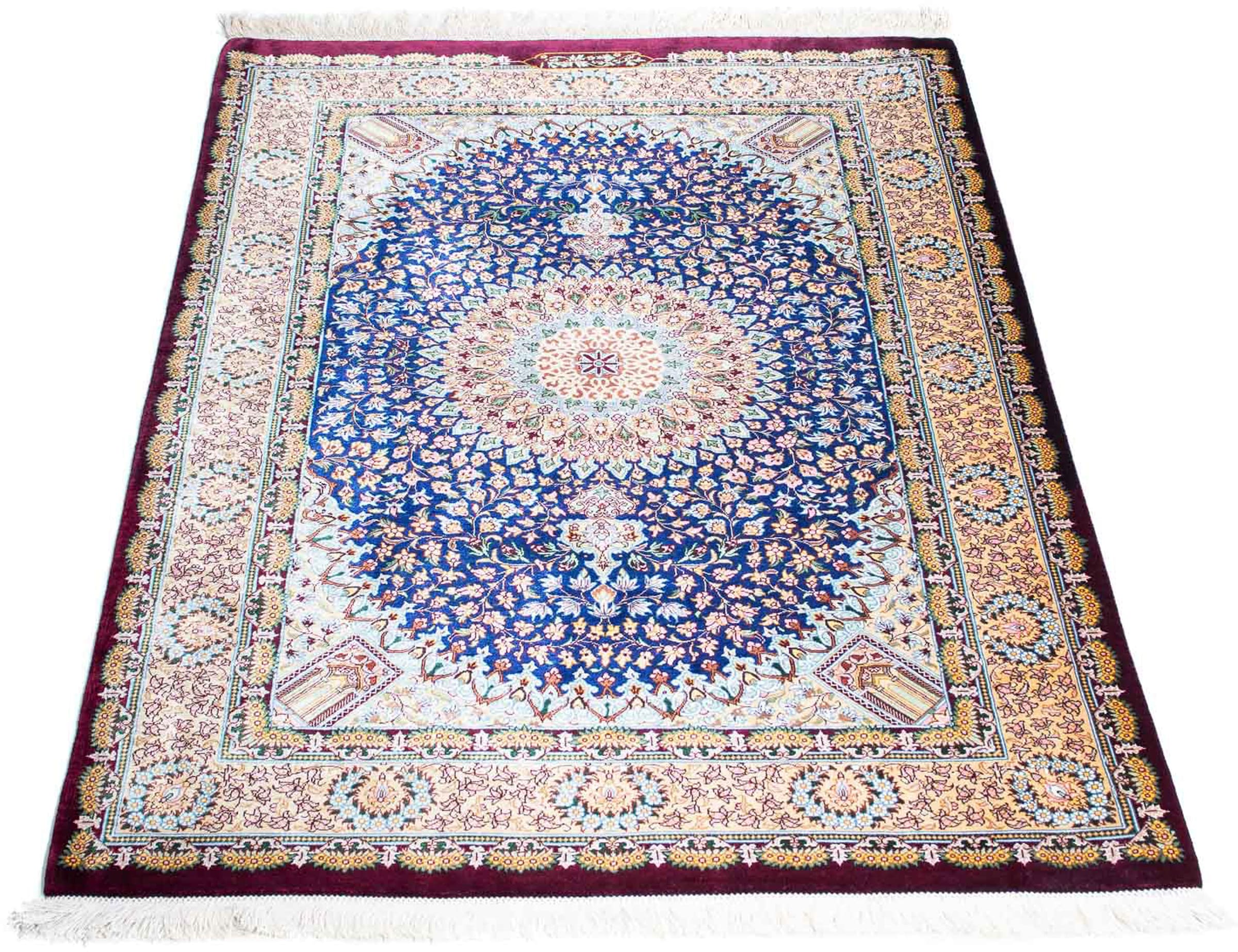 morgenland Orientteppich "Perser - Ghom - 117 x 79 cm - dunkelrot", rechteckig, 10 mm Höhe, Wohnzimmer, Handgeknüpft, Ei