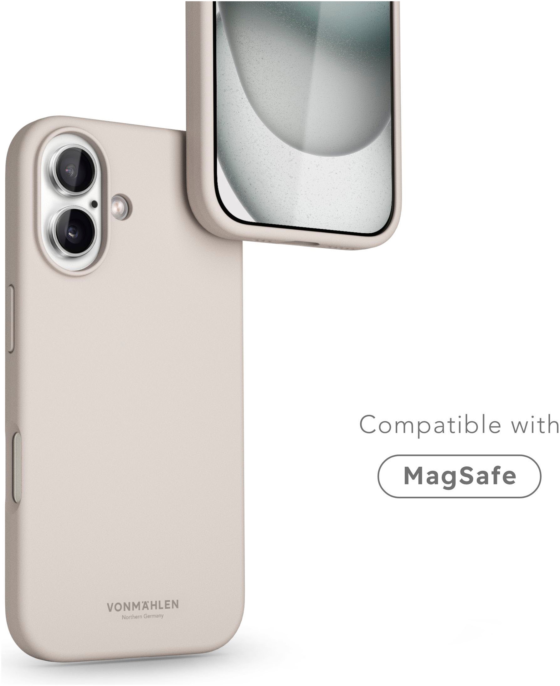 VONMÄHLEN Smartphone-Hülle »iPhone 16, Soft Silicone Case - Cream«