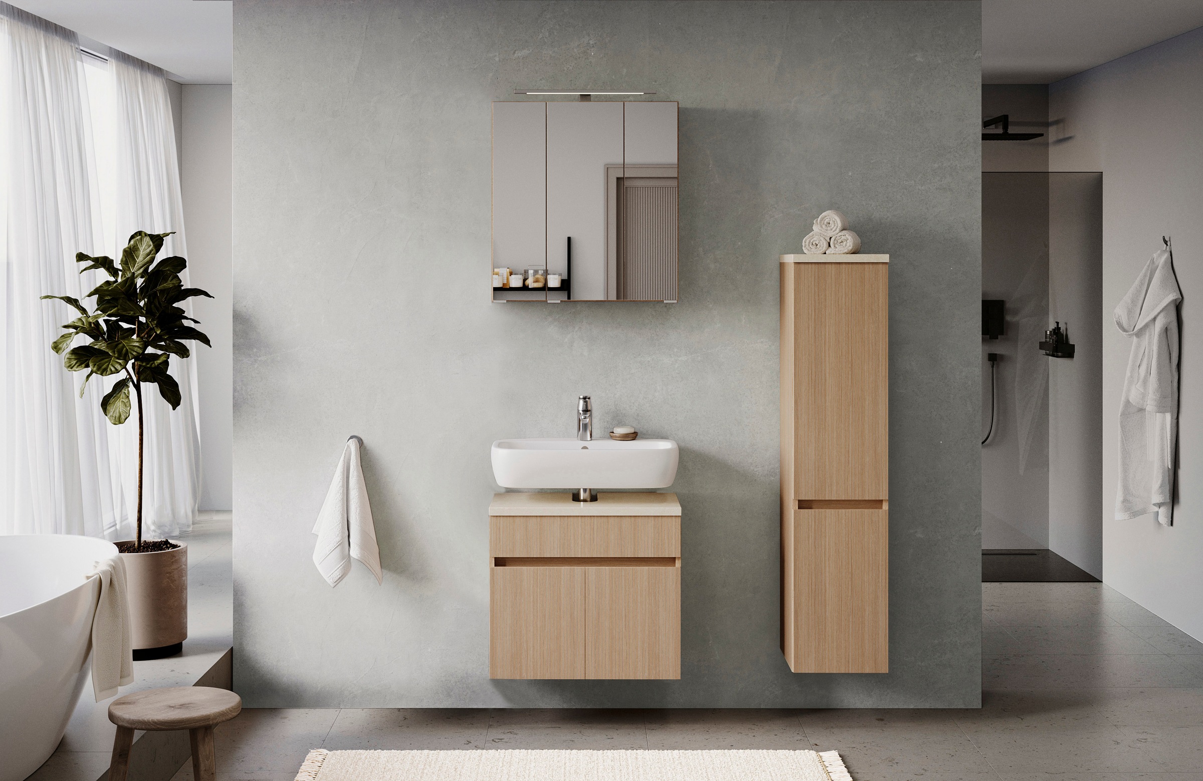 welltime Badmöbel-Set "EIXO, Set aus Spiegelschrank, Unterbeckenschrank und günstig online kaufen