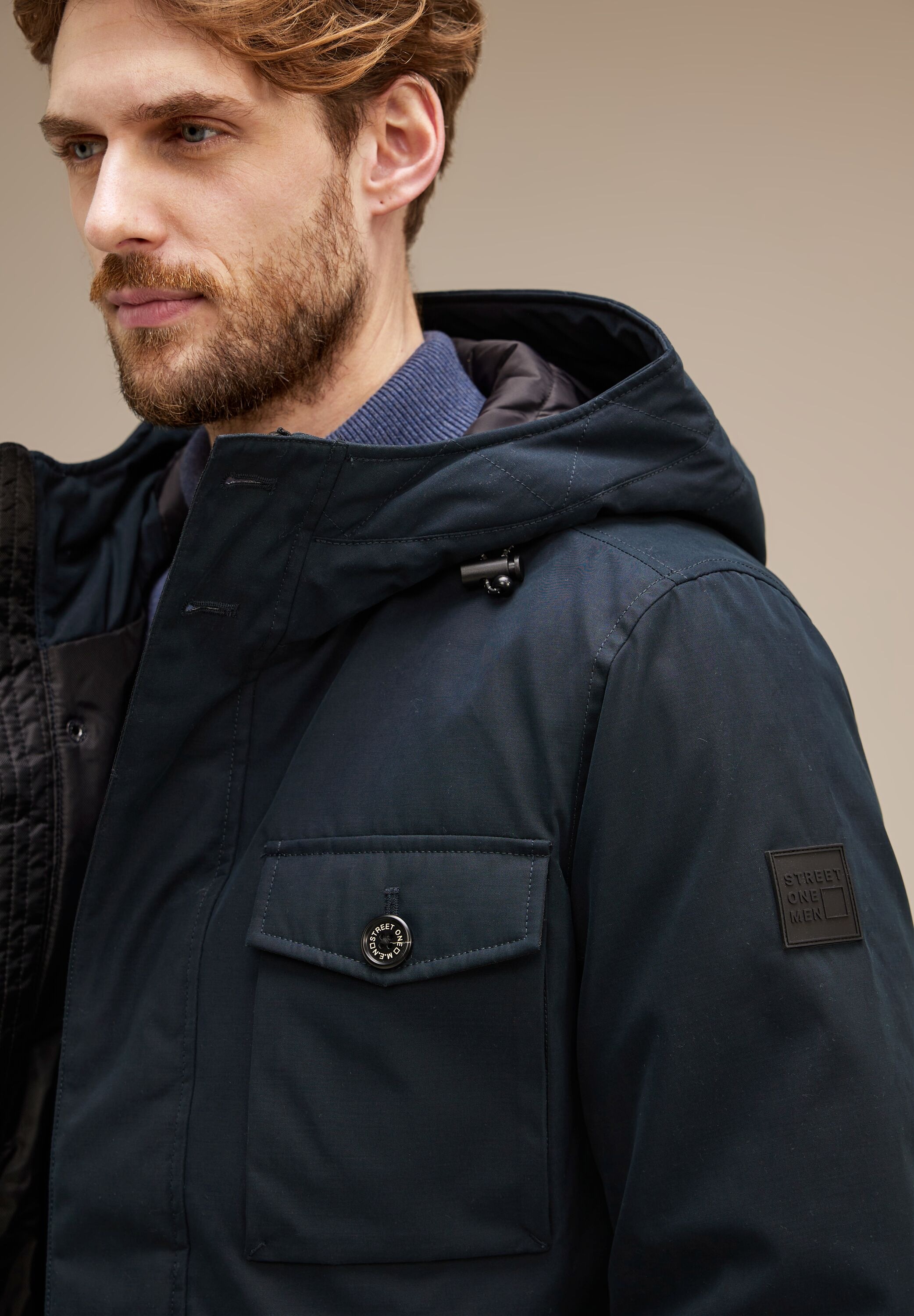 STREET ONE MEN Parka, mit Kapuze, mit Brusttasche