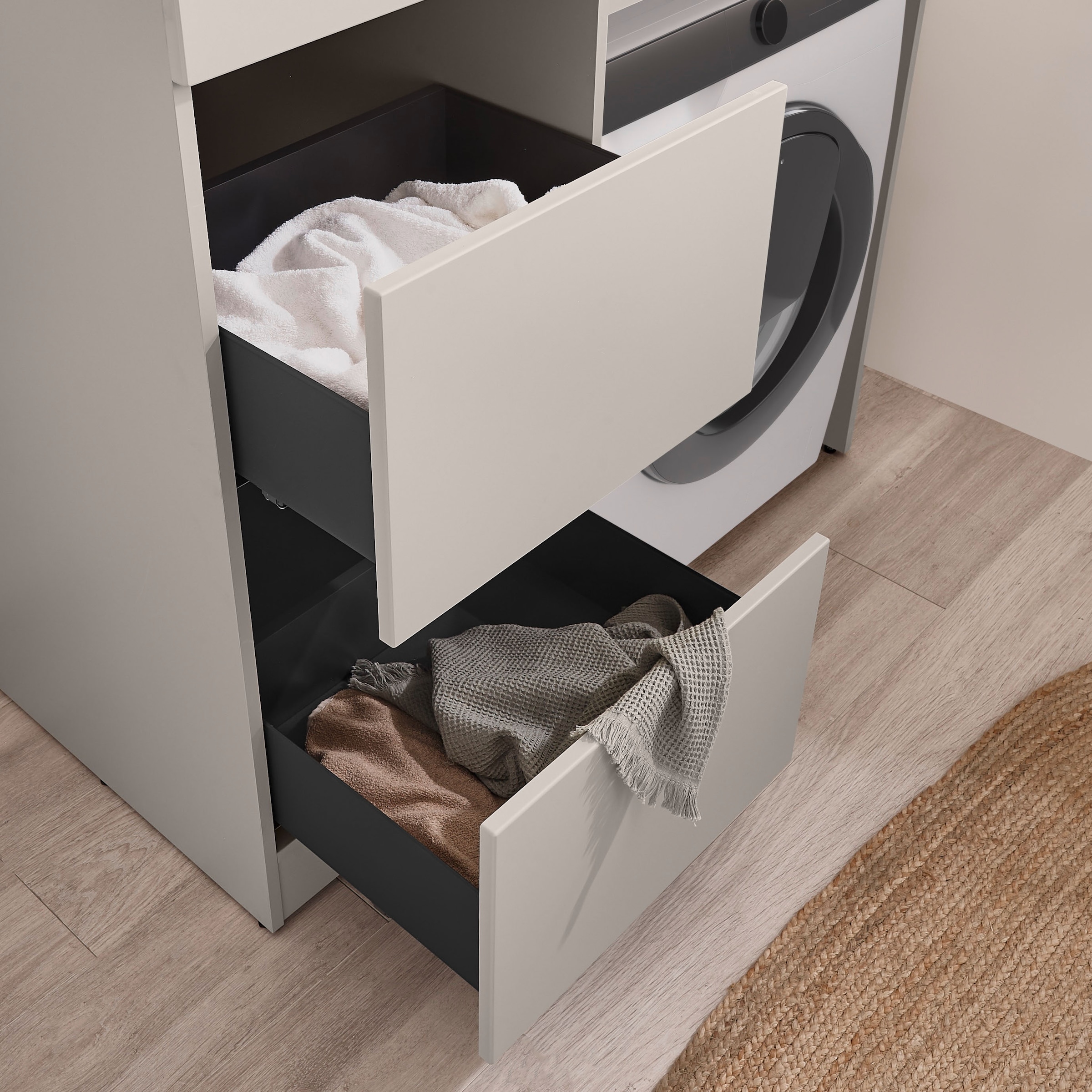 BASIC by Balculina Waschmaschinenumbauschrank »Washhome B/H/T 67x200x68 cm« 1 Stk. tlg. Breite 67cm, Metallschubkasten, Softclose