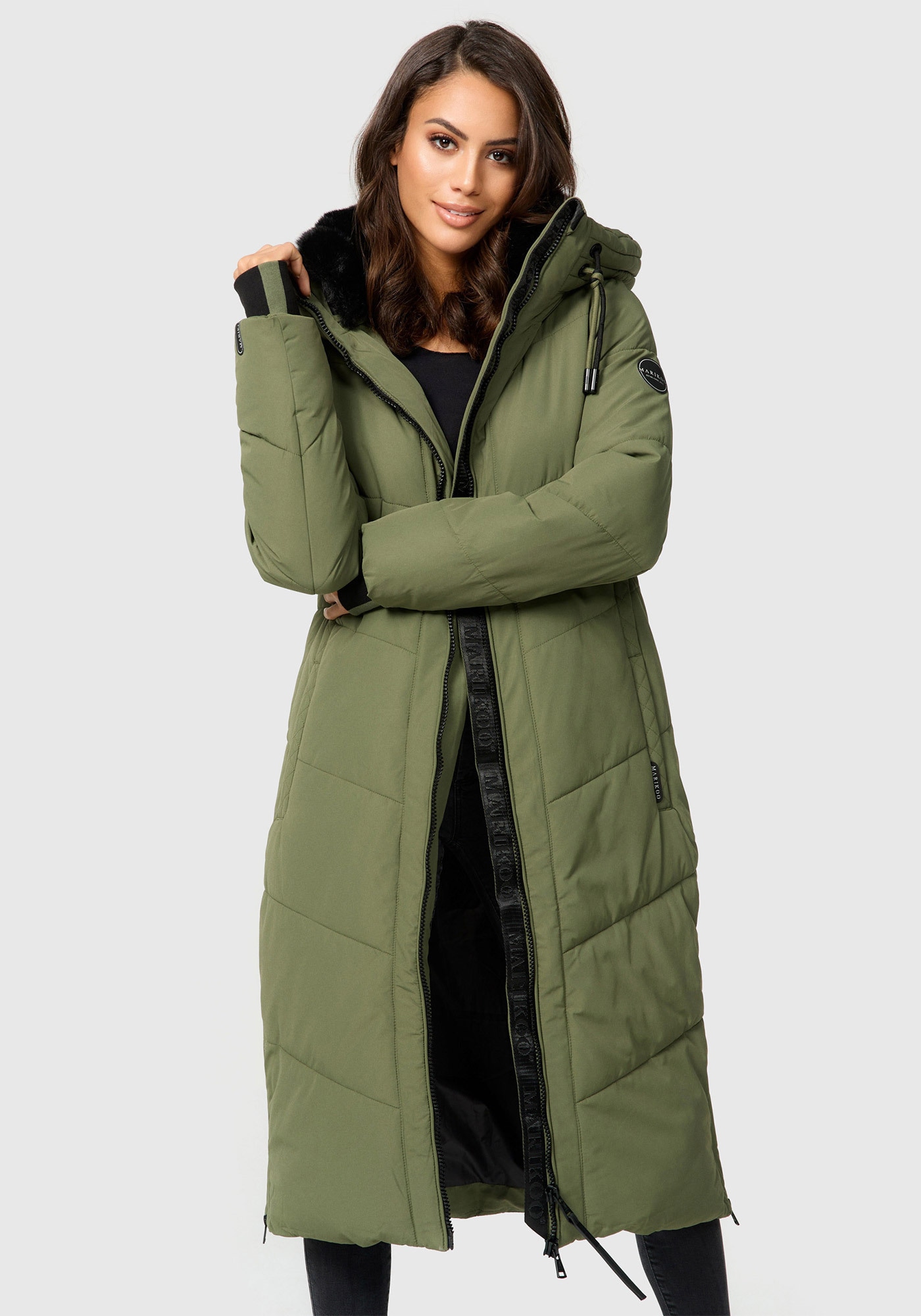 Marikoo Winterjacke »Nadaree XVI« Stepp Mantel mit großer Kapuze