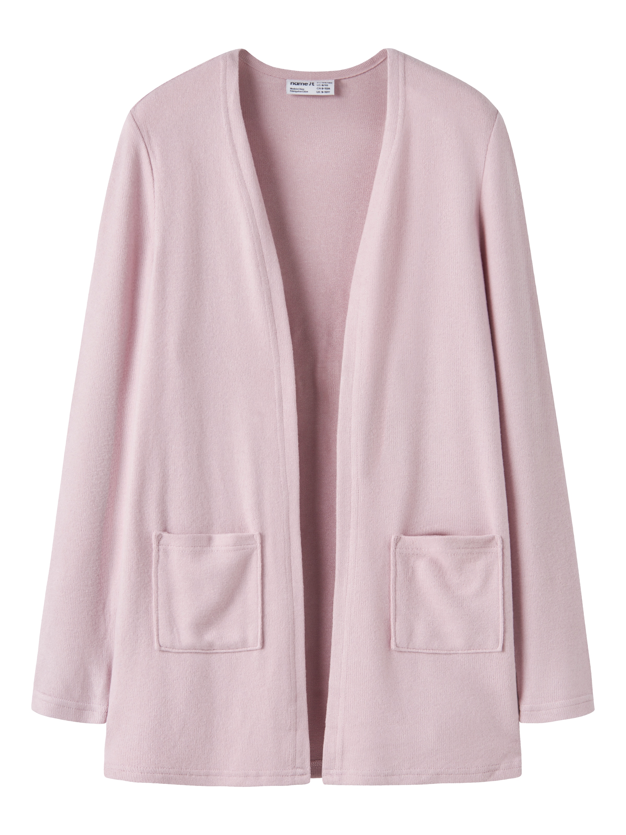Name It Strickjacke "NKFVICTI – Cardigan ohne Verschluss aus Feinstrick" unifarben, casual, regular fit, Feinstrick, V-Ausschnitt