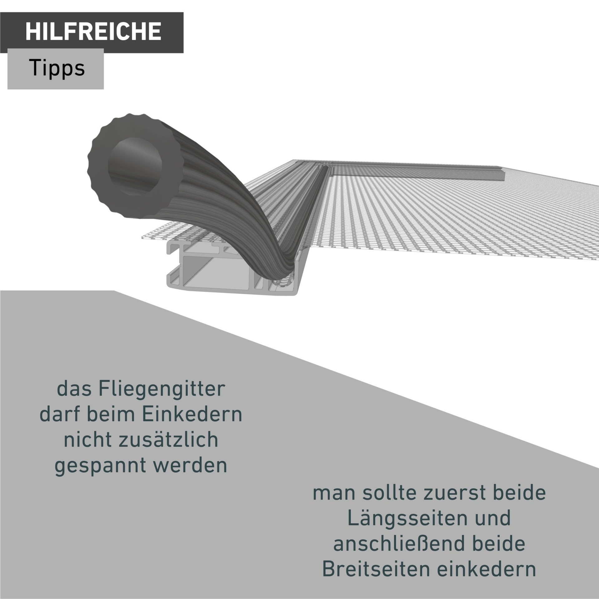 Windhager Fliegengitter-Gewebe »Keder zur Befestigung des Insektenschutz-Gewebes« 1 Stk. tlg. Fliegengitter Kederwerkzeug inkl. Gummischnur 5 m, anthrazit