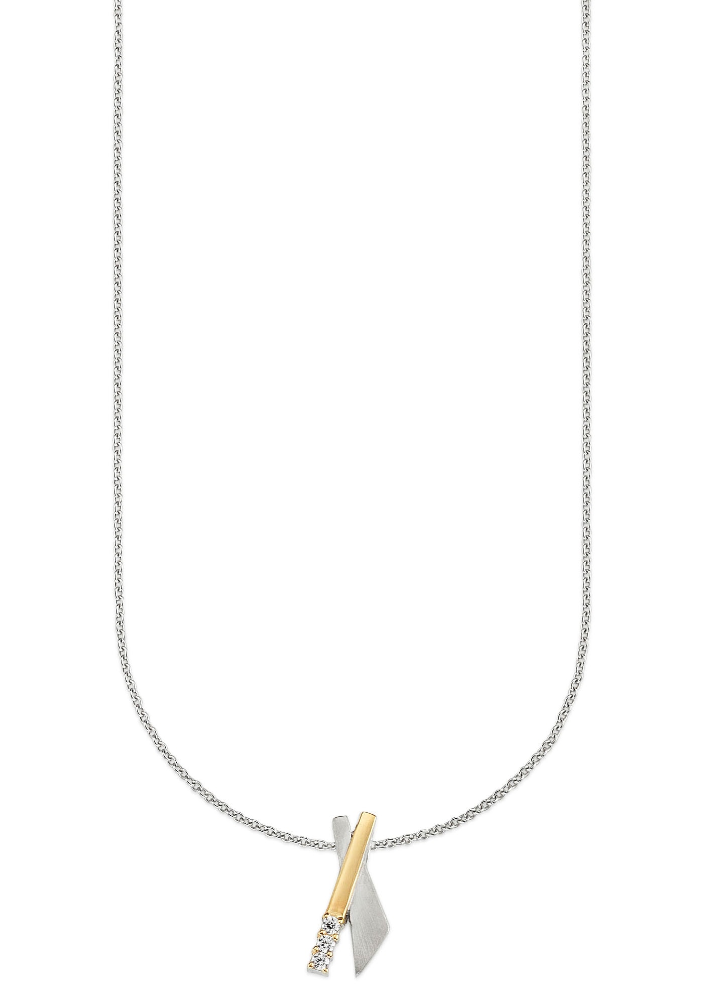 Bruno Banani Kette mit Anhänger »Schmuck Geschenk Silber 925 Halsschmuck Halskette Ankerkette Kreuz«, mit Zirkonia (synth.)