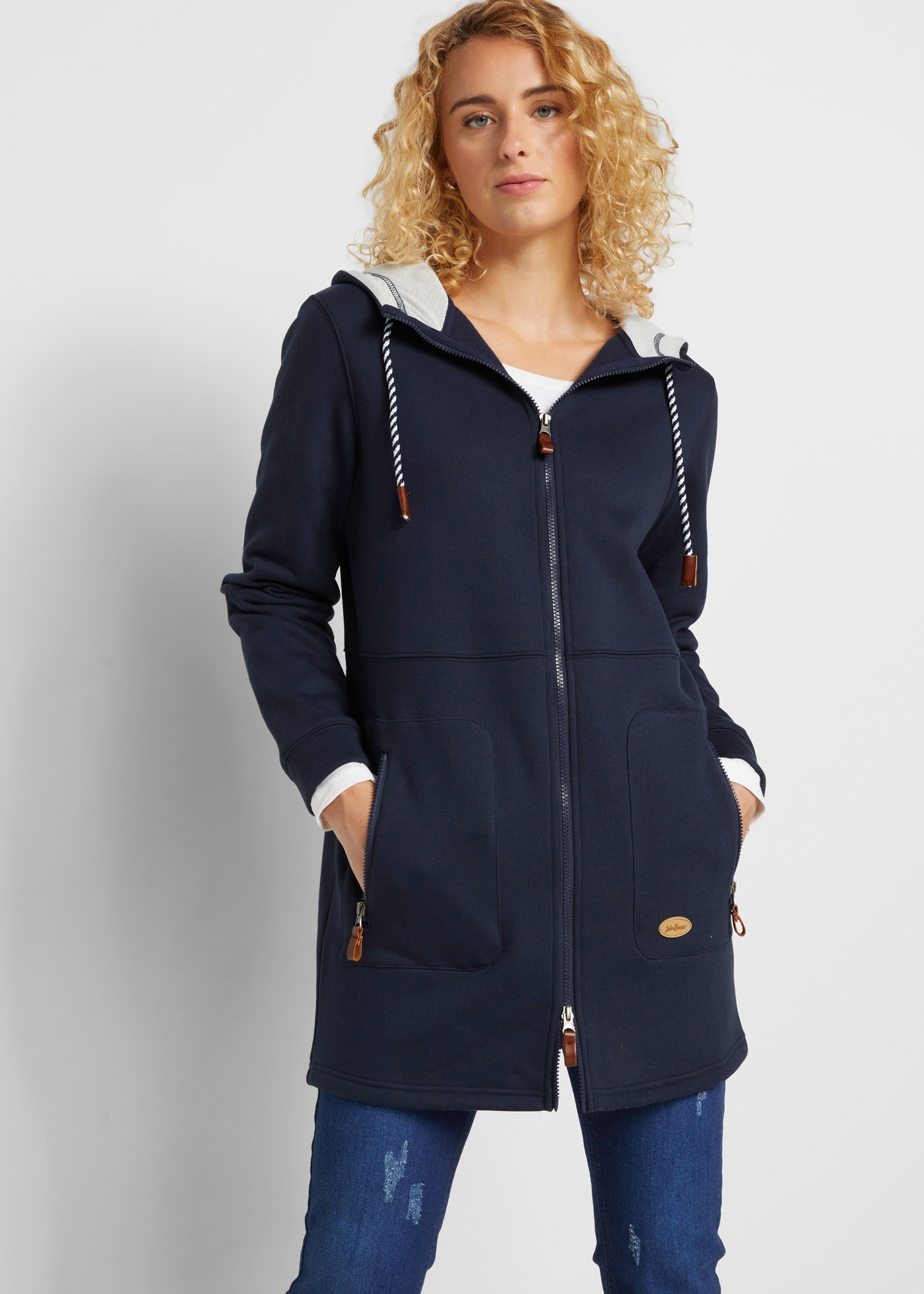 bonprix Kapuzensweatjacke, Long-Kapuzen-Sweatjacke günstig online kaufen