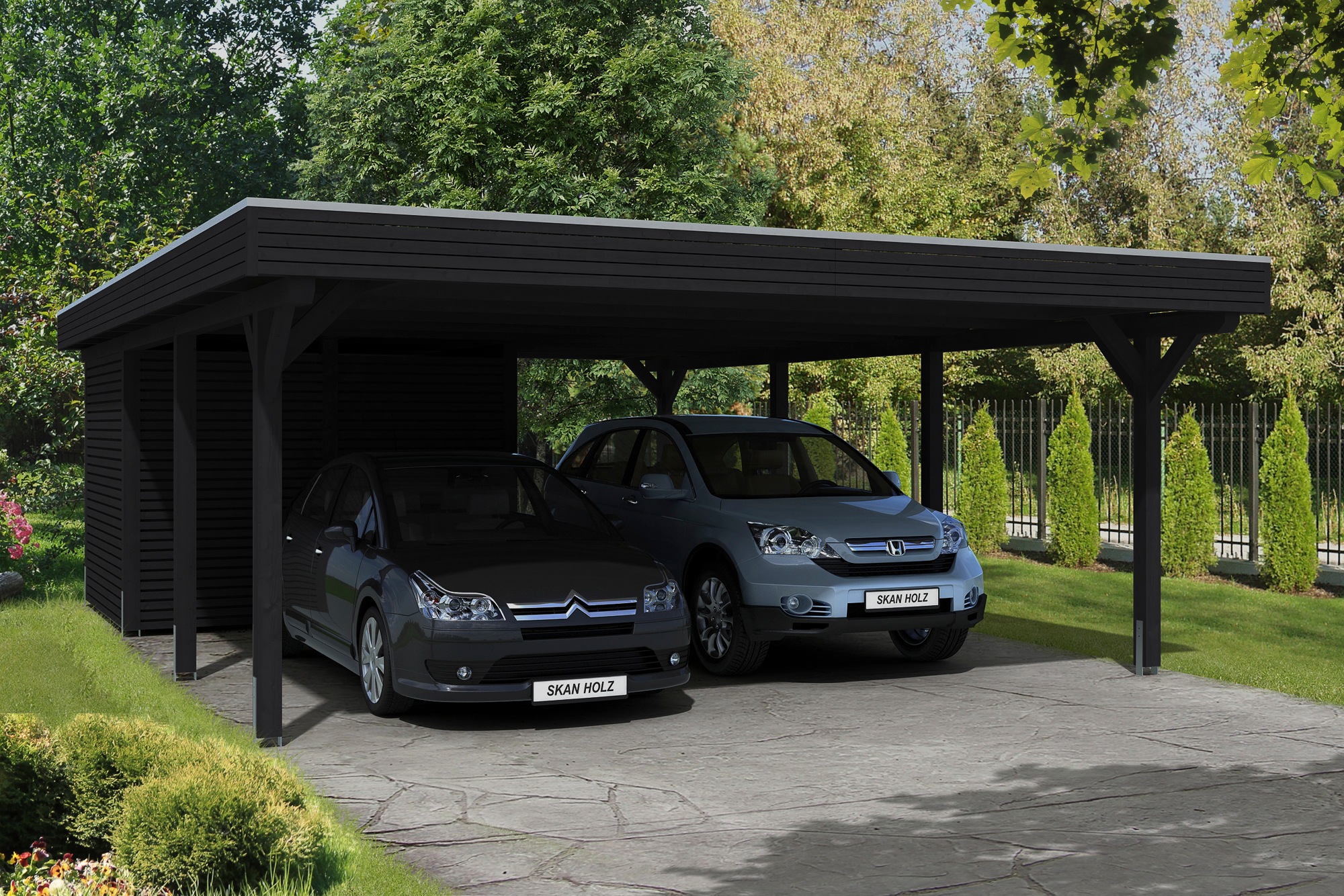 Skanholz Doppelcarport »Spessart«, 550 cm, Anthrazit