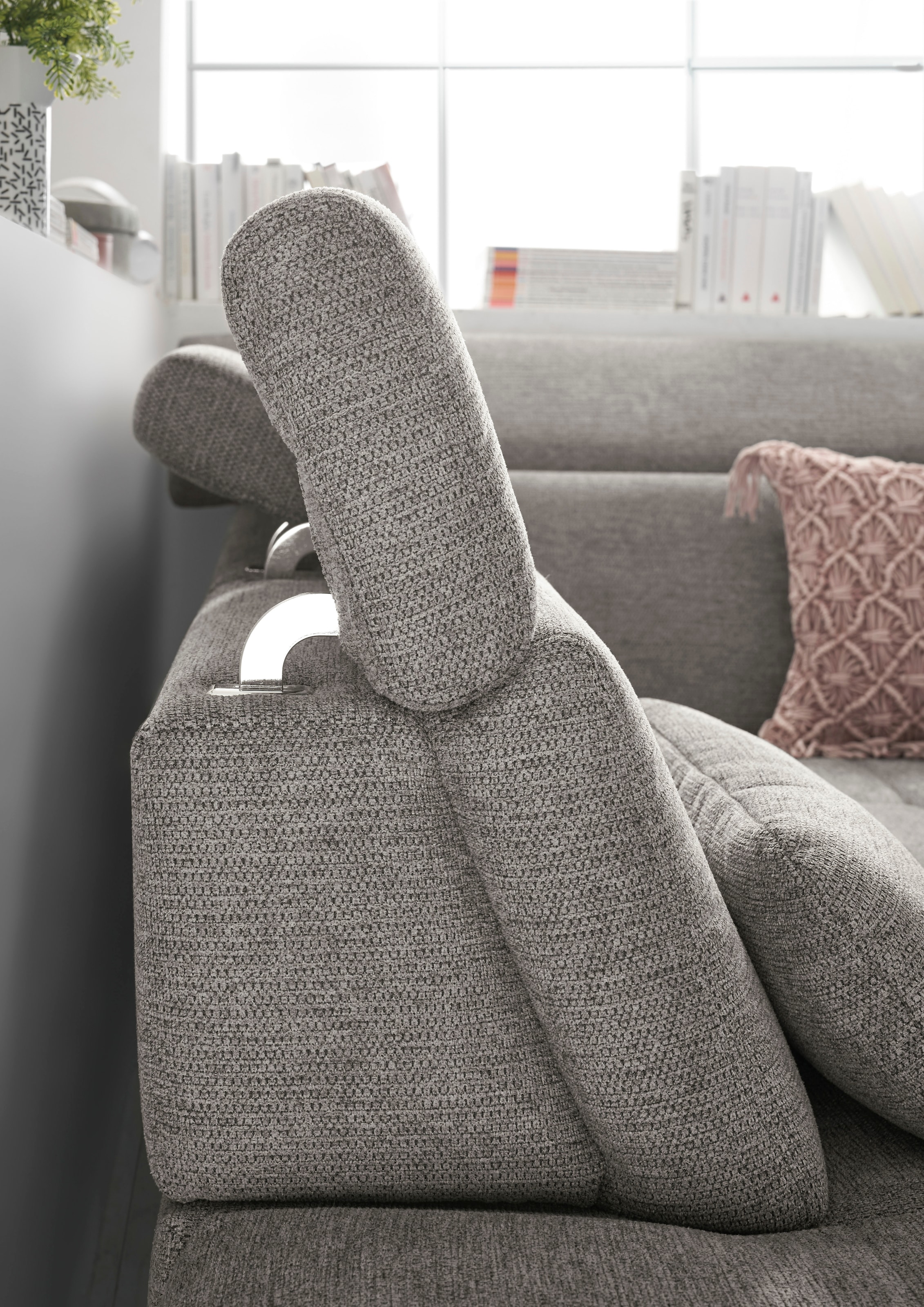 set one by Musterring Ecksofa »SO 3400 Sitzhöhe 47cm oder 49cm, Sitztiefe verstellbar, B/T 317/220 cm«, Kaltschaumpolsterung, Flachgewebe, whlw. mit Funktionen, Sitzhöhe 47