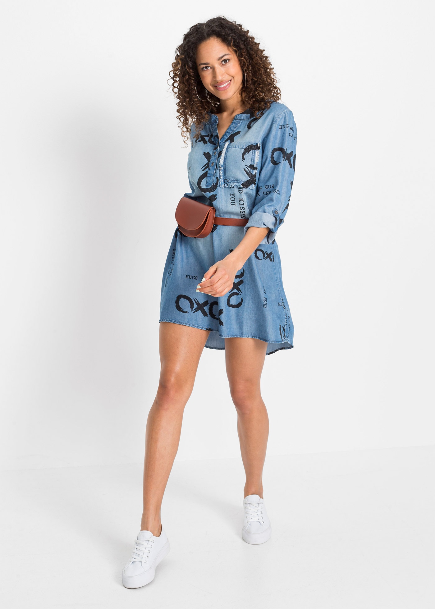 bonprix Midikleid für Frühjahr und Sommer, Jeanskleid, aus Lyocell (TENCEL™)