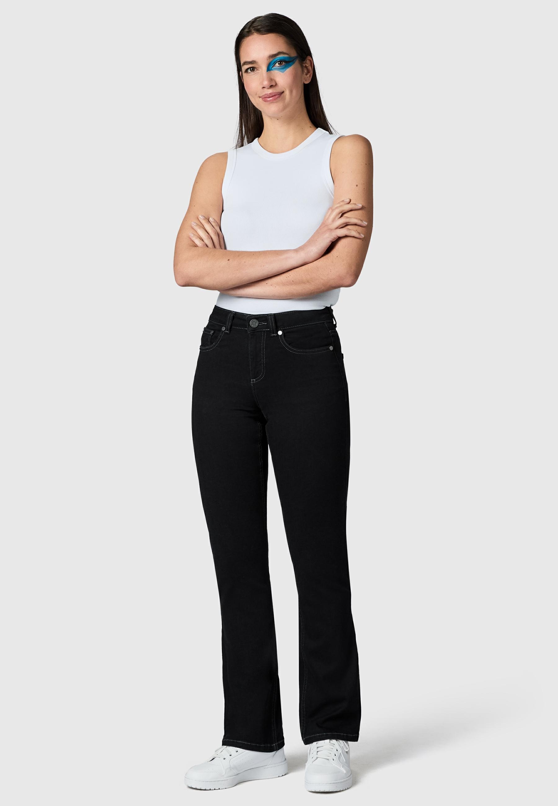 PEAK TIME 5-Pocket-Jeans »Zenita« Damen Bootcut Jeans mit Logoprägung