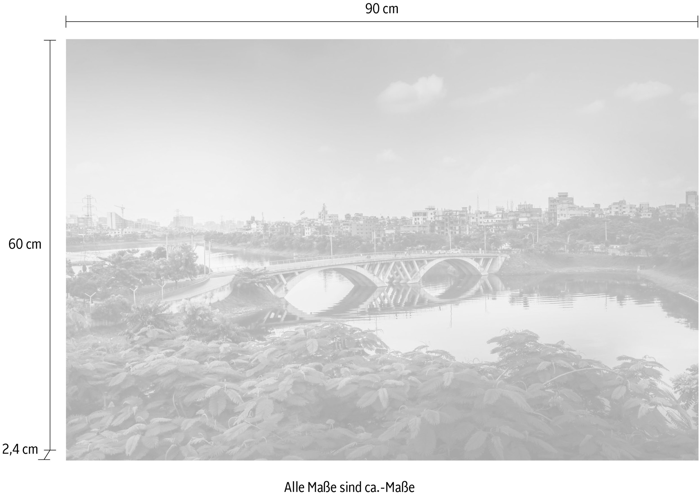 queence Acrylglasbild »Brücke«, Brücken-Pflanzen-Himmel, Fine Art-Print in Galeriequalität