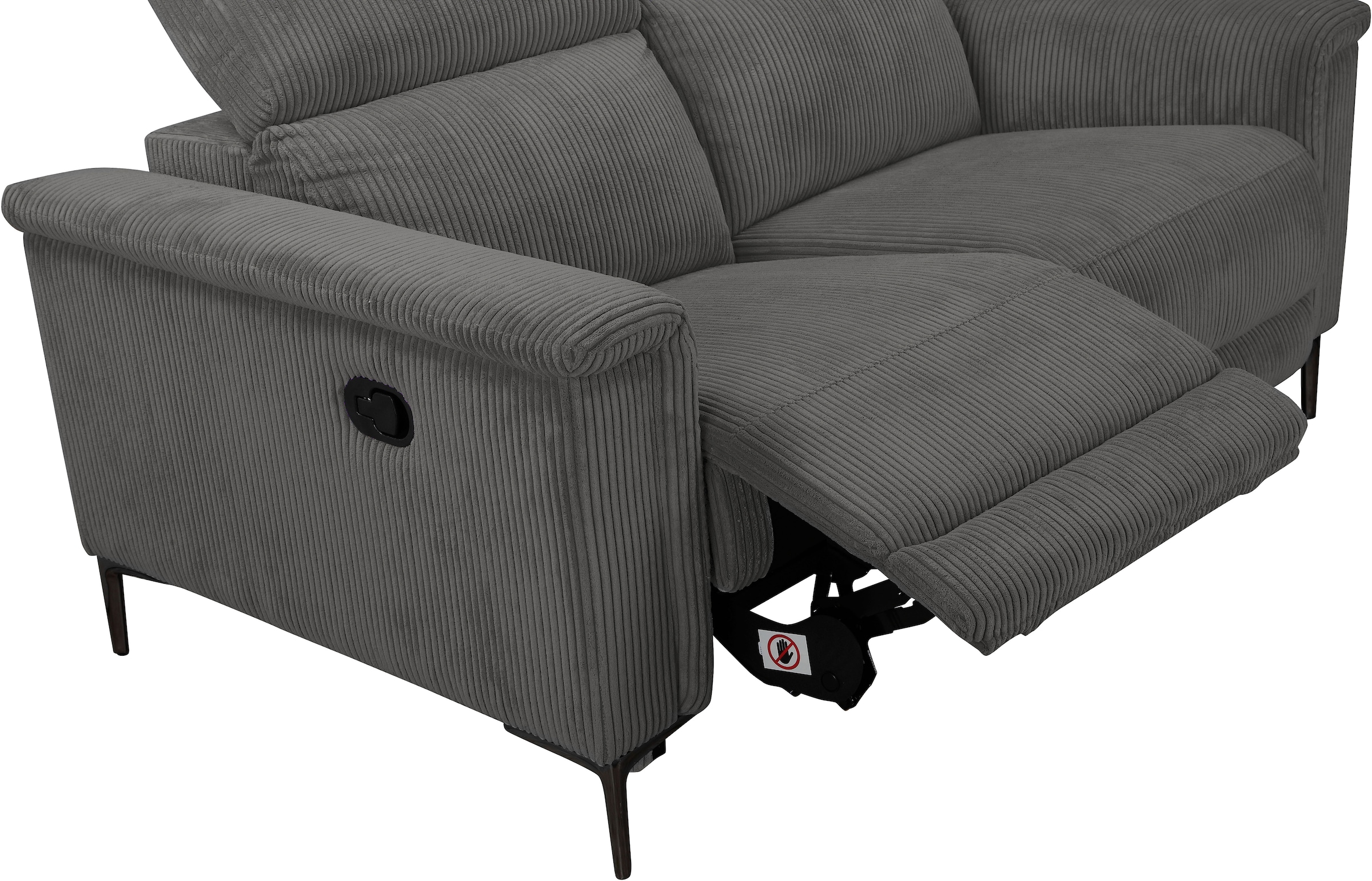 OTTO home 2-Sitzer »LUND Cord, 160 cm, manuelle o. elektrische Relaxfunktion« USB-C bei elektrischer Ausführung, mit Kopfteilverstellung