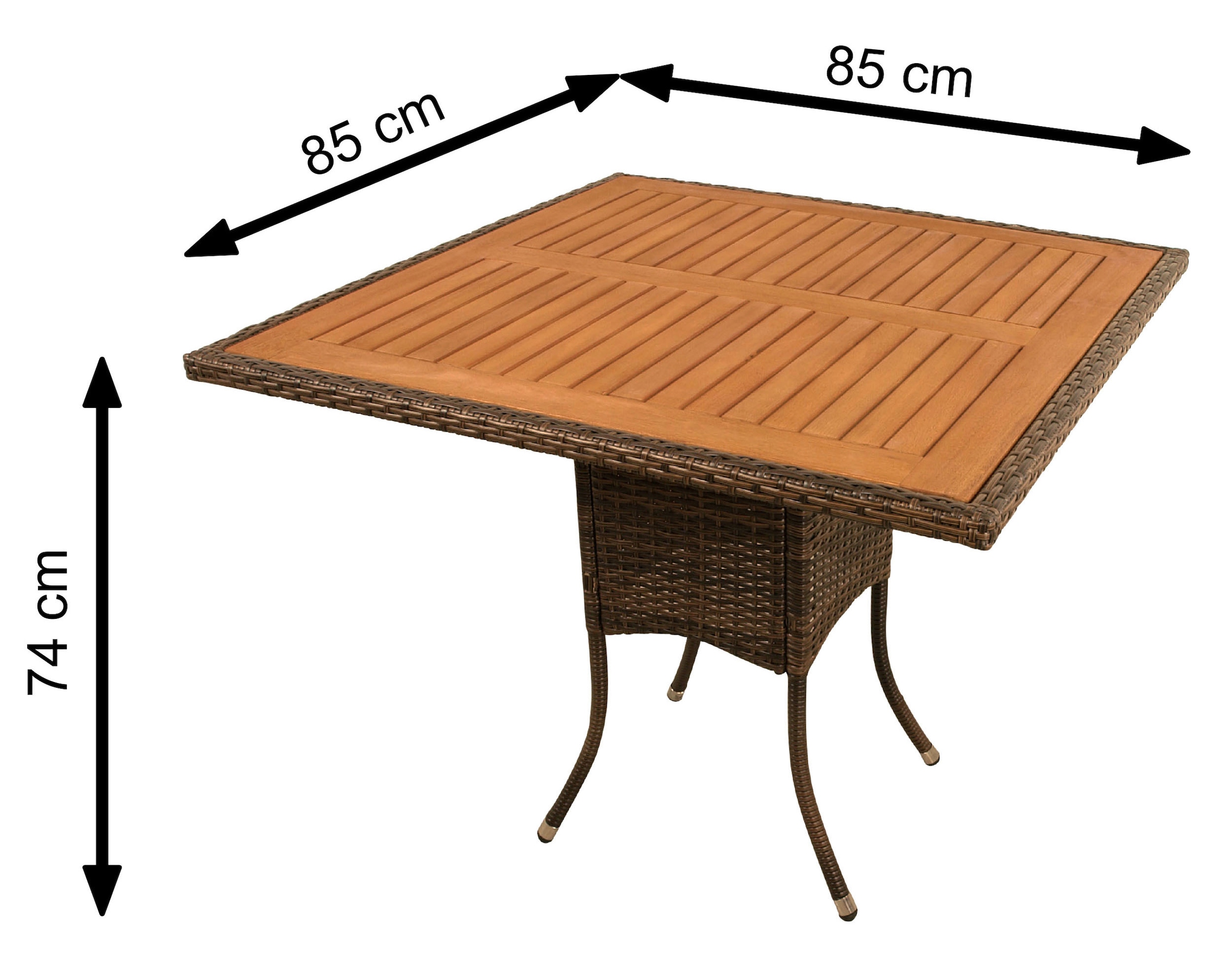 indoba braun | - Gartentisch - BAUR »Valencia«, Polyrattan quadratisch - IND-70113-TI