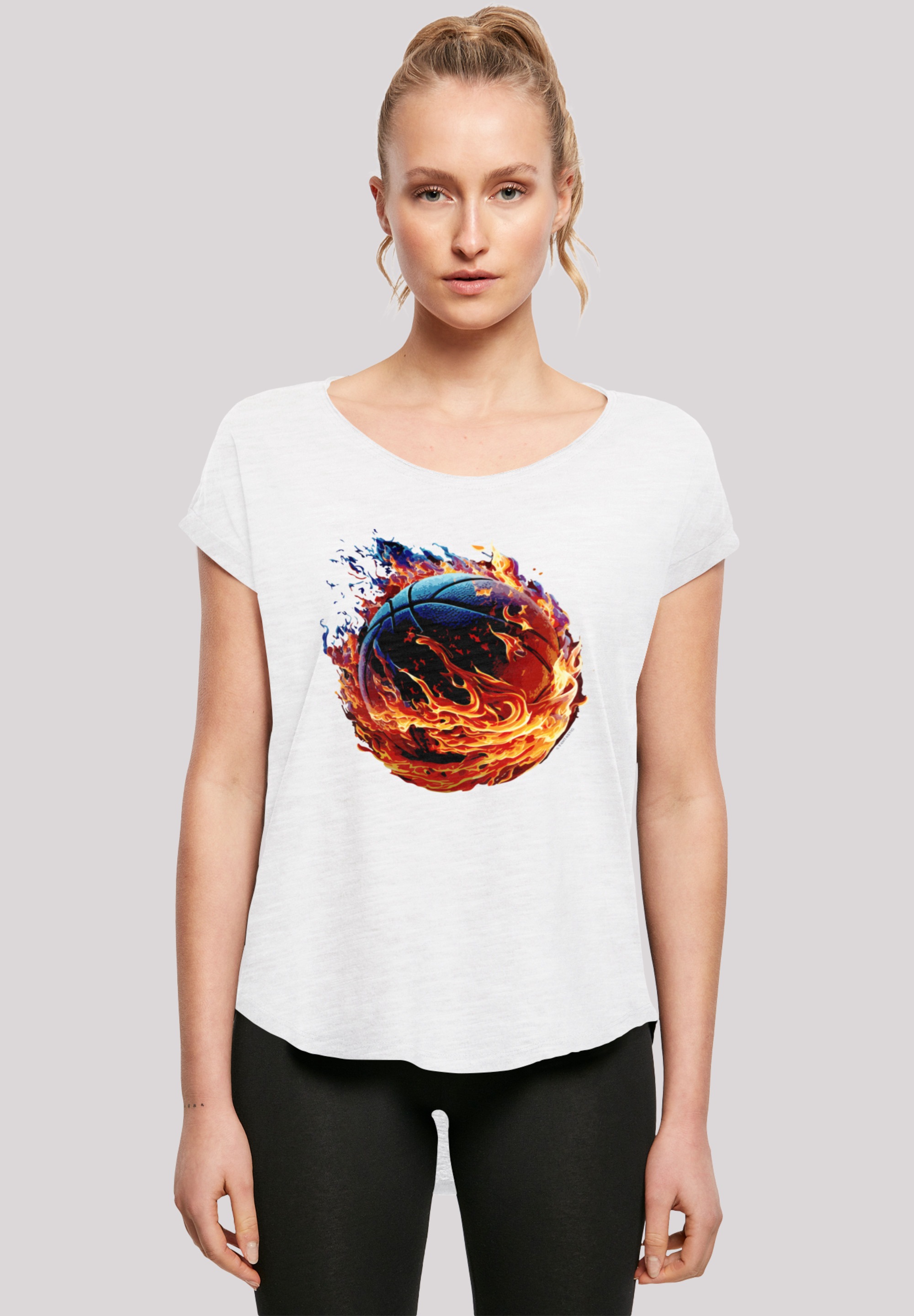 F4NT4STIC T-Shirt »Basketball On Fire Sport LONG« Print