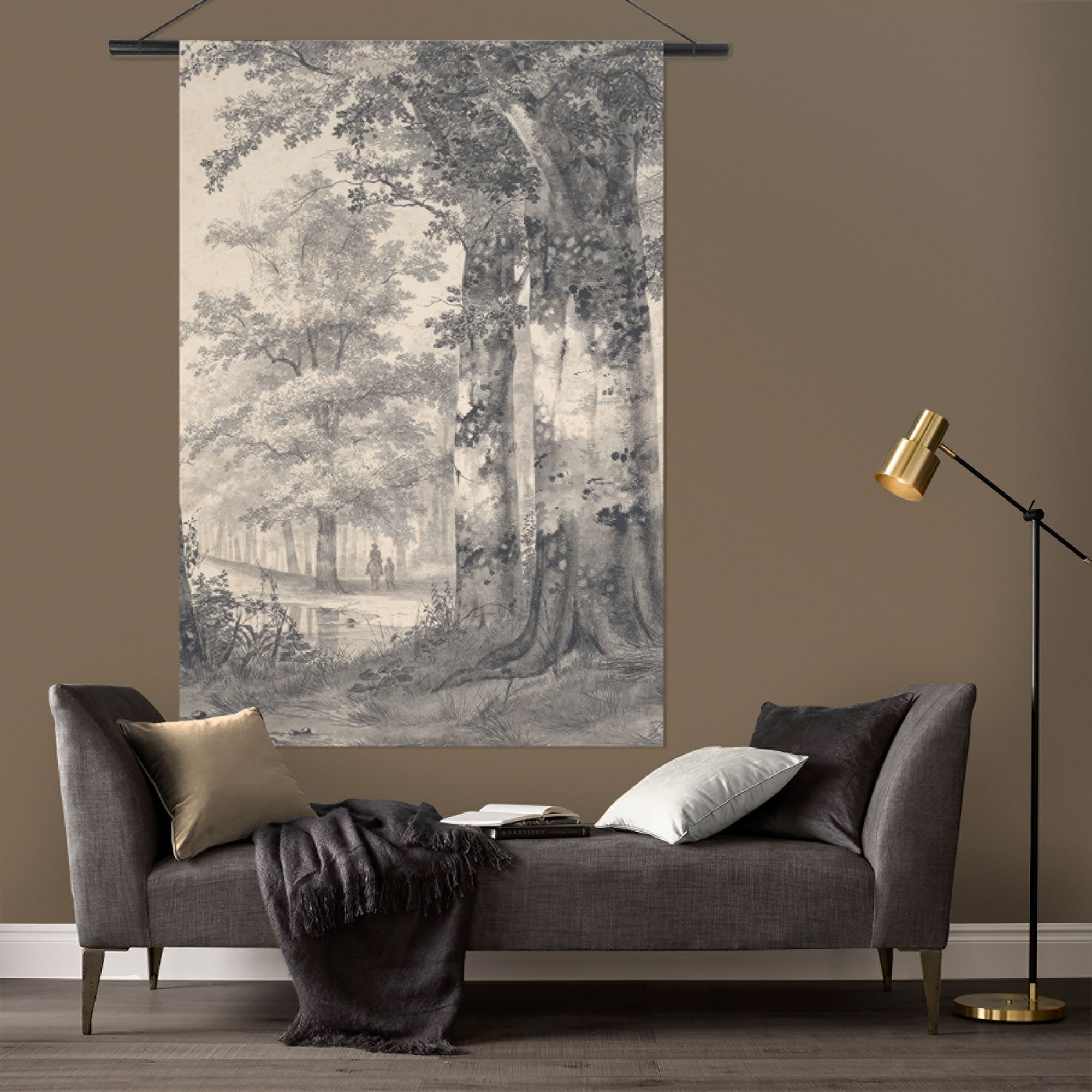 Art for the home Wandbild »Vintage Wald«, (1 St.), Wandteppich XL