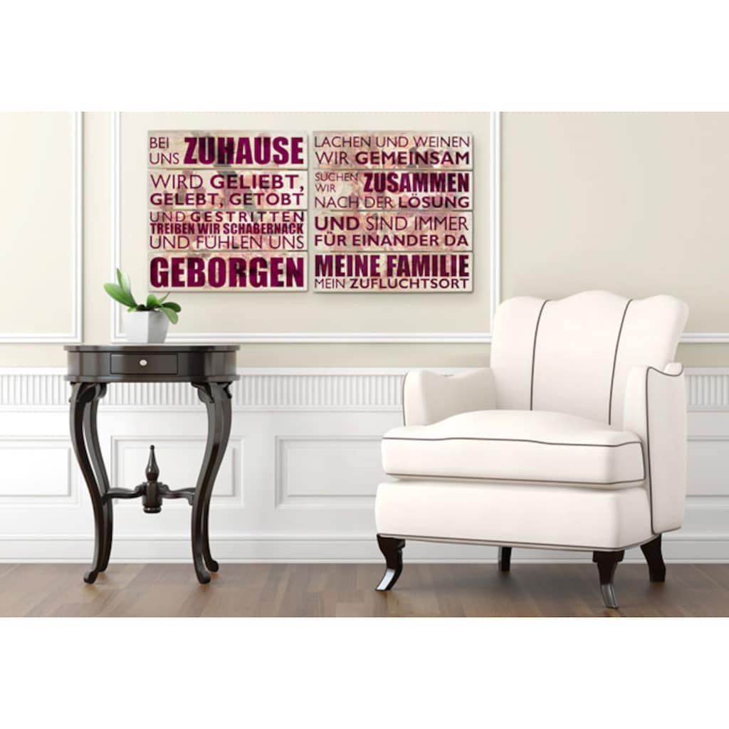 Wall-Art Mehrteilige Bilder »Holzbild Set Bei uns zu Hause«, Tiere, (Set, 2 St.)