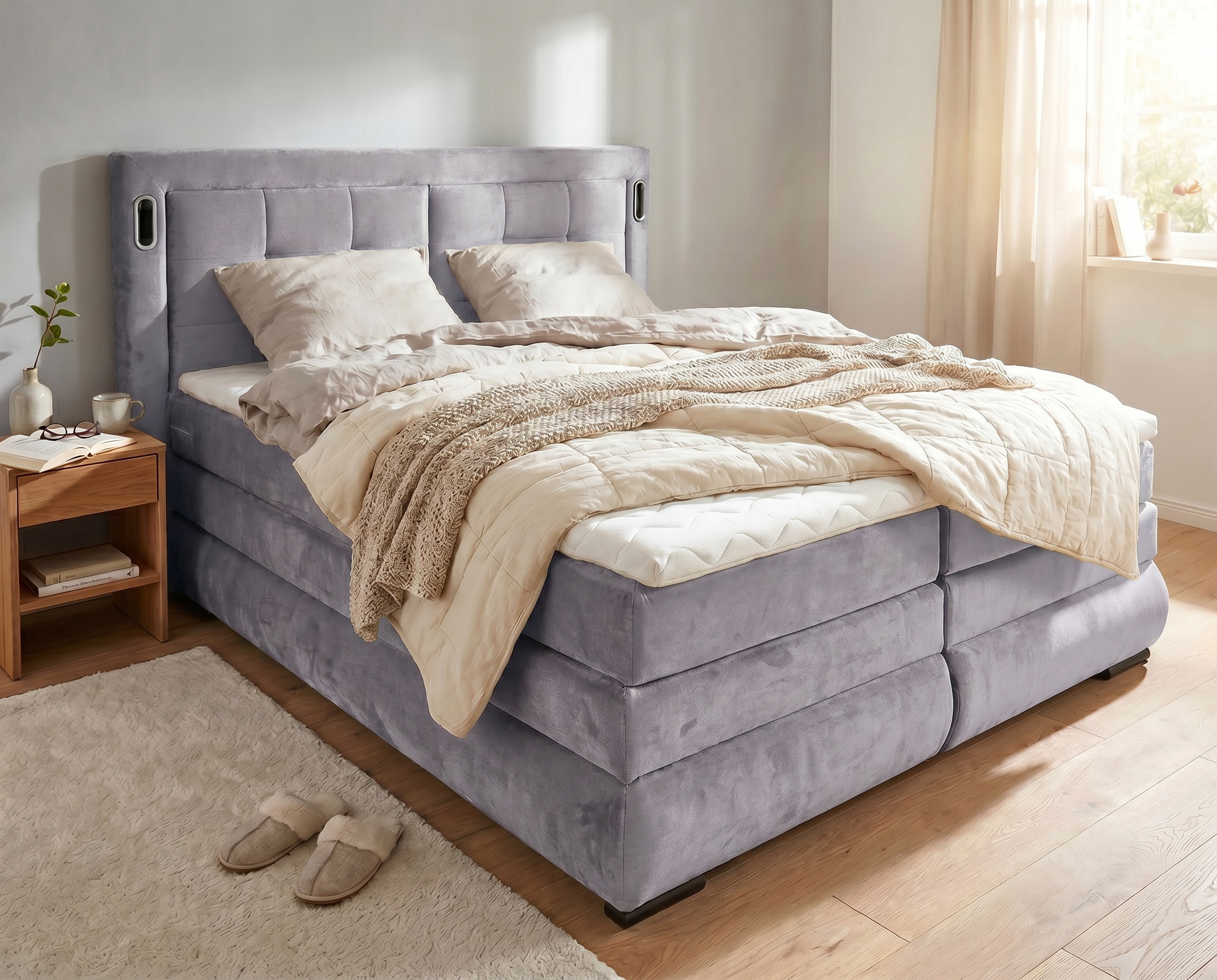 OTTO home "MIVVA mit Bettkasten, mit Taschenfederkernmatratze H3, H3/H4 mix, H4" mit Kaltschaum- oder Visco-Topper (bei H4), Komfortliegehöhe 67cm