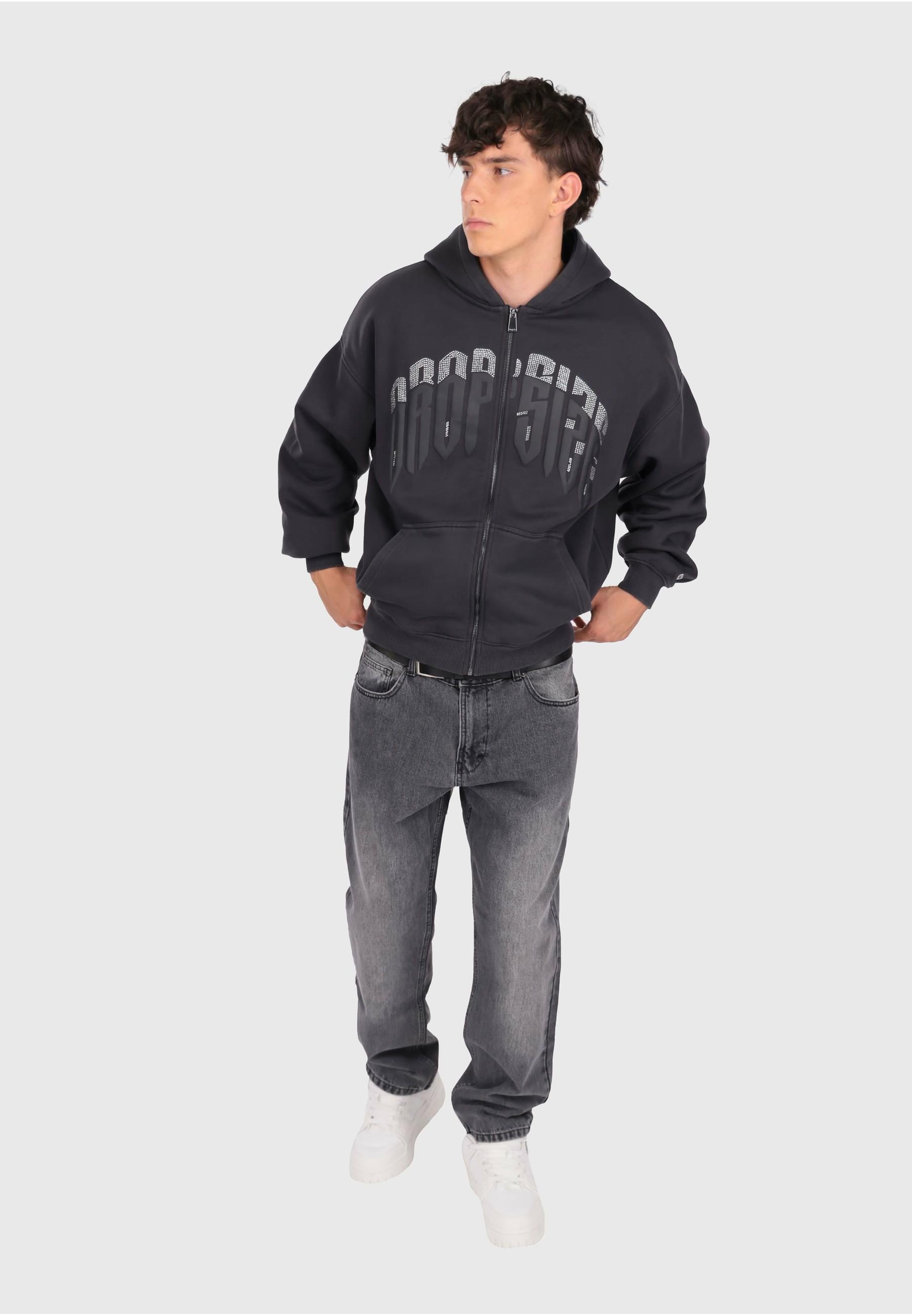 Dropsize Sweatjacke »Dropsize LAYERED RHINESTONE PRINT ZIP HOODIE«
