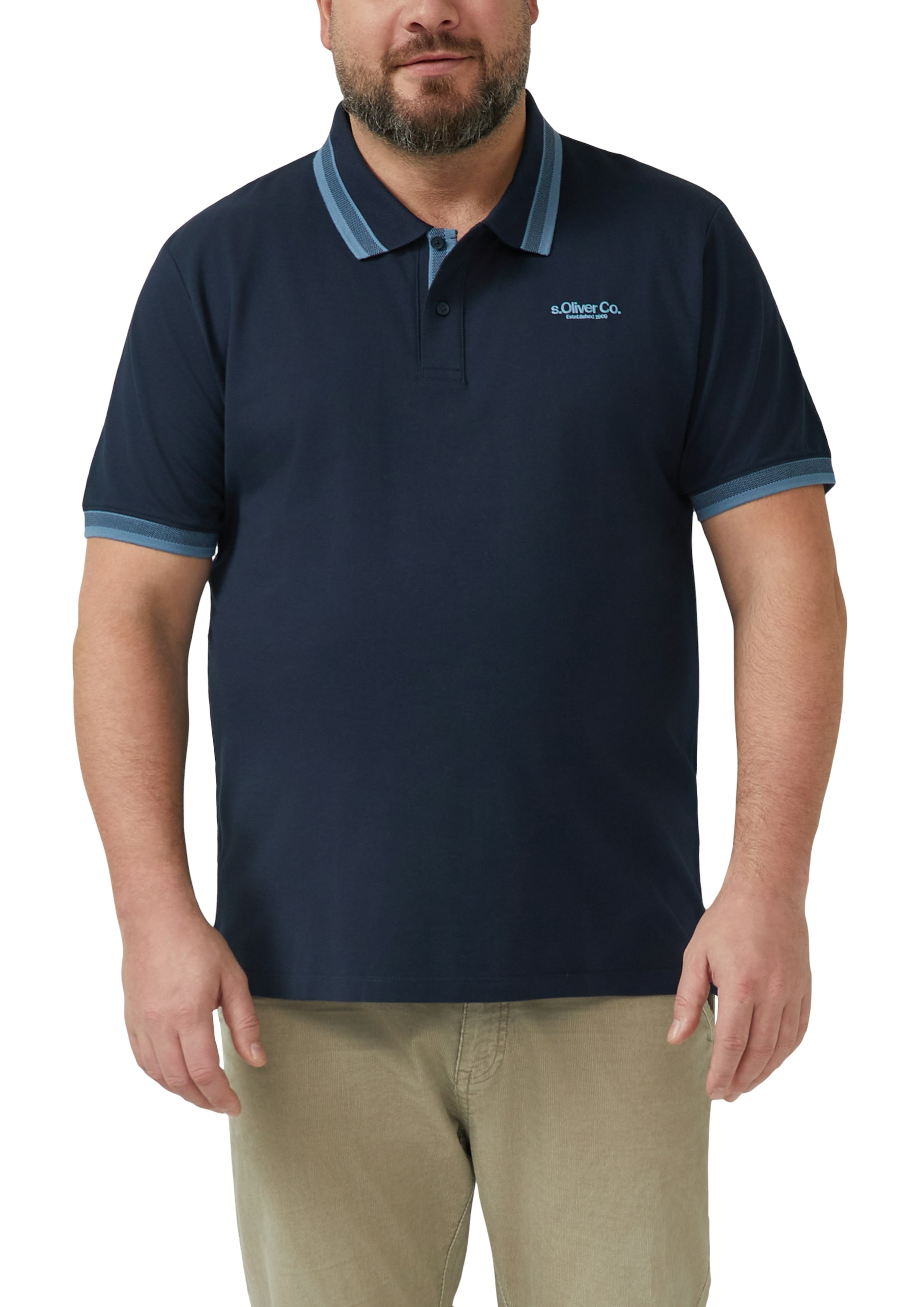 S.Oliver Men Big Sizes Poloshirt Mit Logo Print