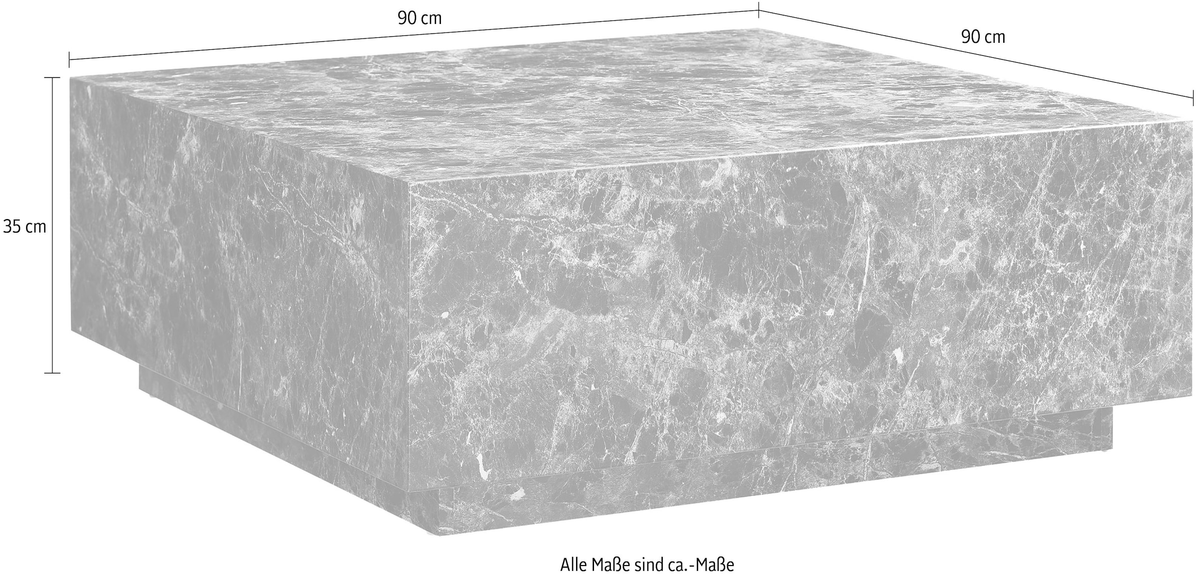 SalesFever Couchtisch »Almería Beistelltisch in Schwebe-Optik«, quadratisch 90x90 cm, in Marmoroptik foliert