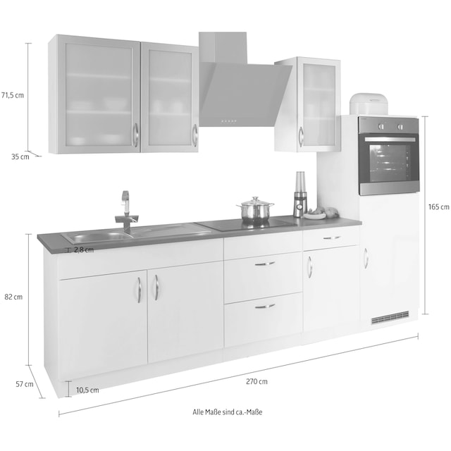 wiho Küchen Küchenzeile »Peru«, mit E-Geräten, Breite 270 cm kaufen | BAUR