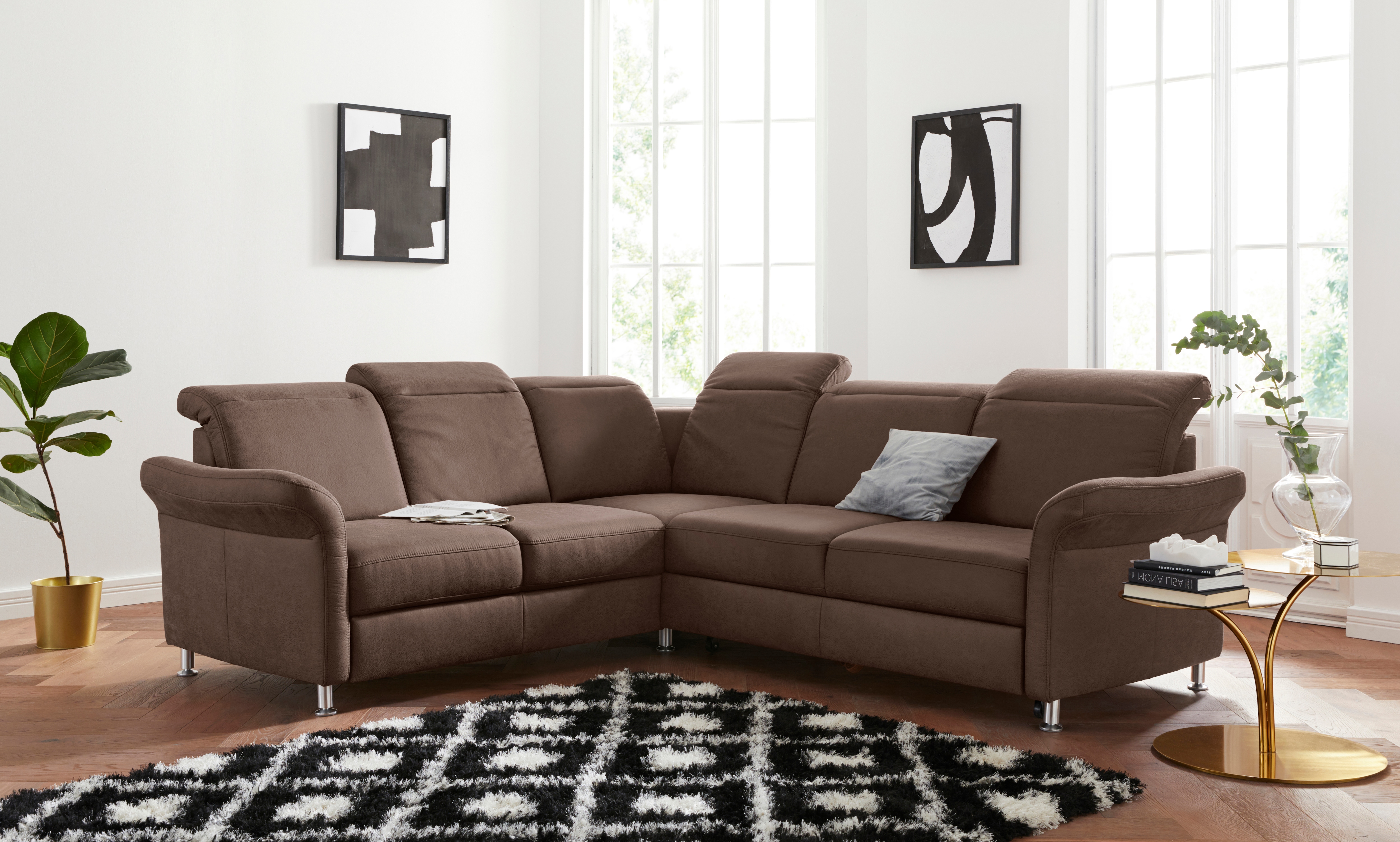 sit&more Ecksofa "Darwin L-Form" inklusive Federkern, wahlweise mit Kopfteilverstellung, Schlaffunktion