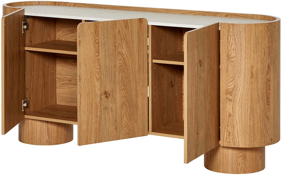 Jahnke Sideboard »CIRCO SB 160«, (1 St.), Sideboard, 3-türig, gerundetes Design, Marmor-Look, Breite 160 cm