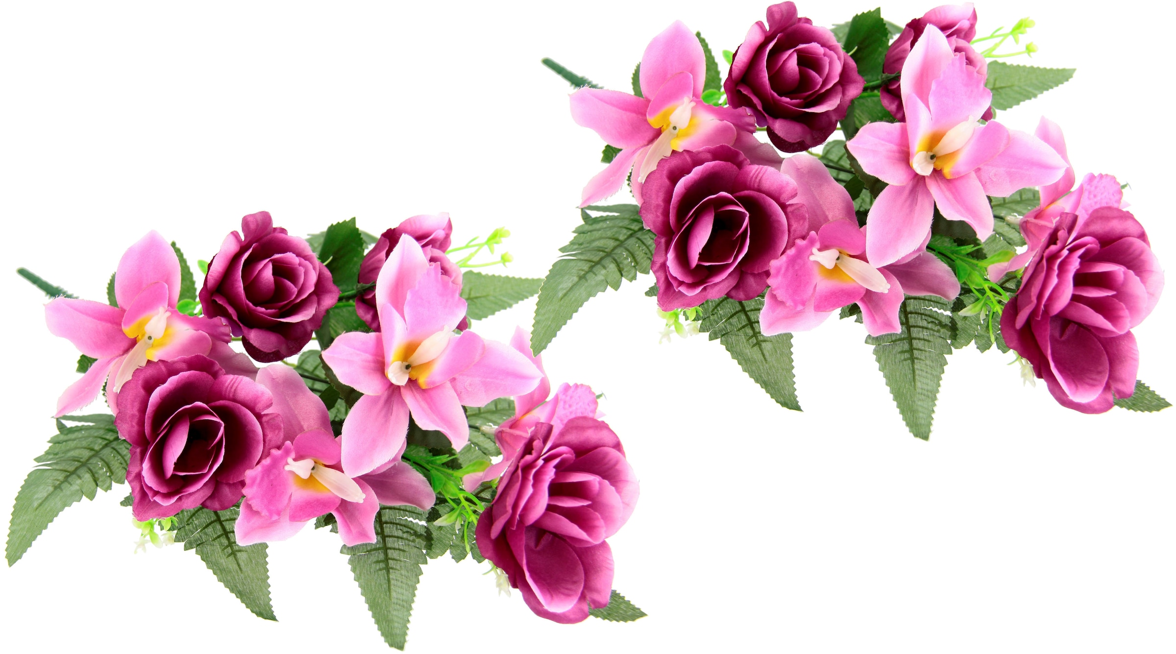 I.GE.A. Kunstblume »Bouquet aus Orchideen und Rosen«, 2er Set  Kunstblumenstrauß zum Legen oder Stellen Künstliche Blumen bestellen | BAUR
