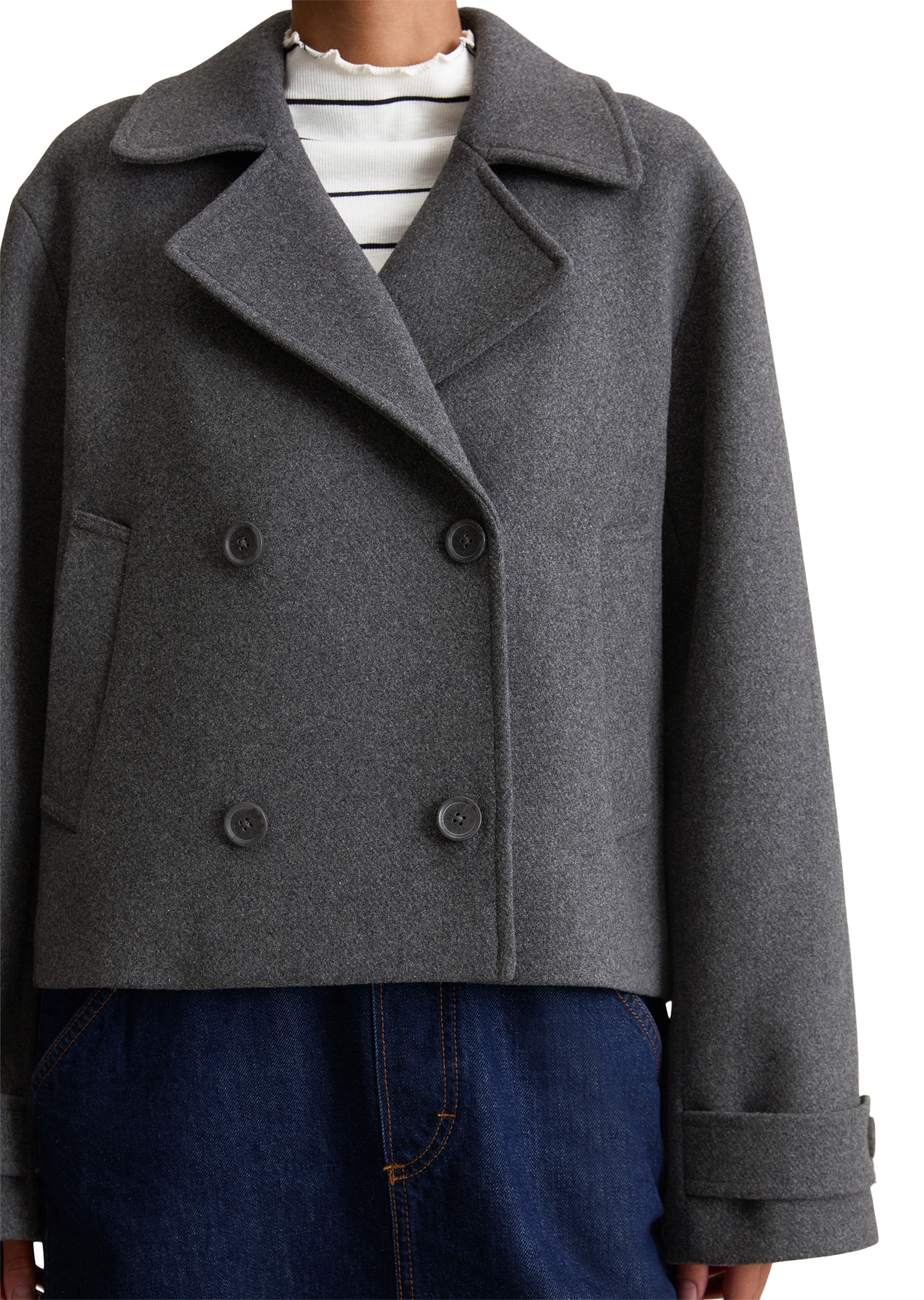 Marc O'Polo DENIM Outdoorjacke »mit recycelter Wolle«, ohne Kapuze