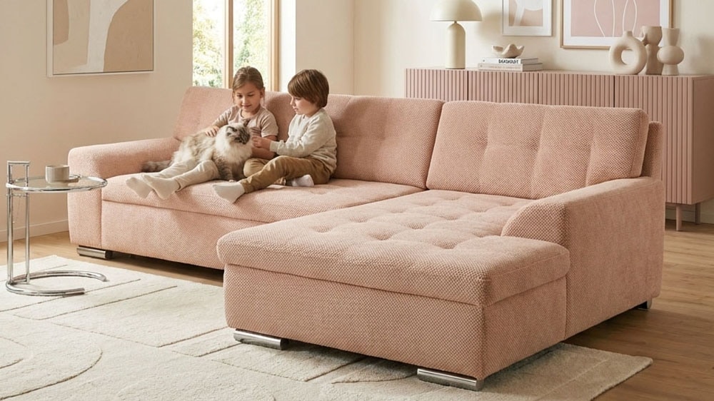 OTTO home Ecksofa "Torrnby 268 x 178 cm, mit Steppungen, modern & stabil" L-Form, aus haustierfreundlichem Pet Friendly Bezug