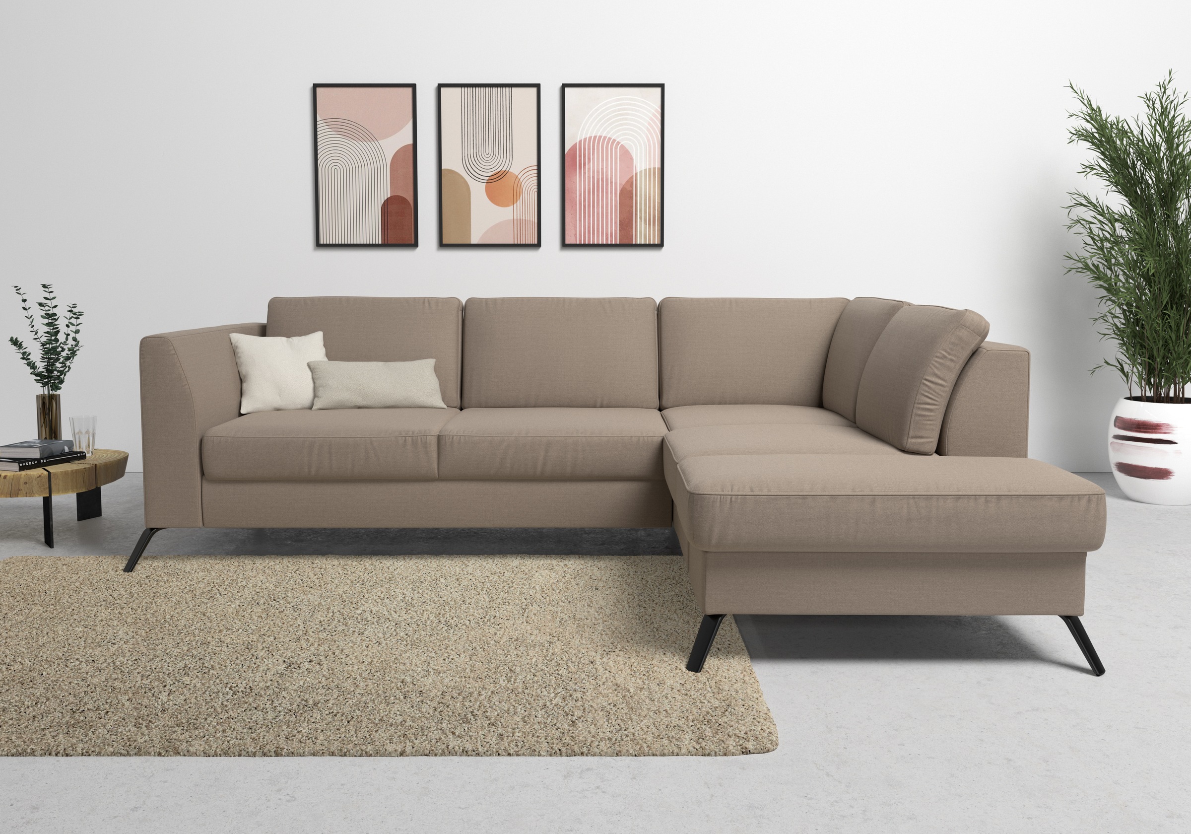 sit&more Ecksofa "Olsen L-Form" inklusive Sitztiefenverstellung, optional Schlaffunktion, 15cm hoch
