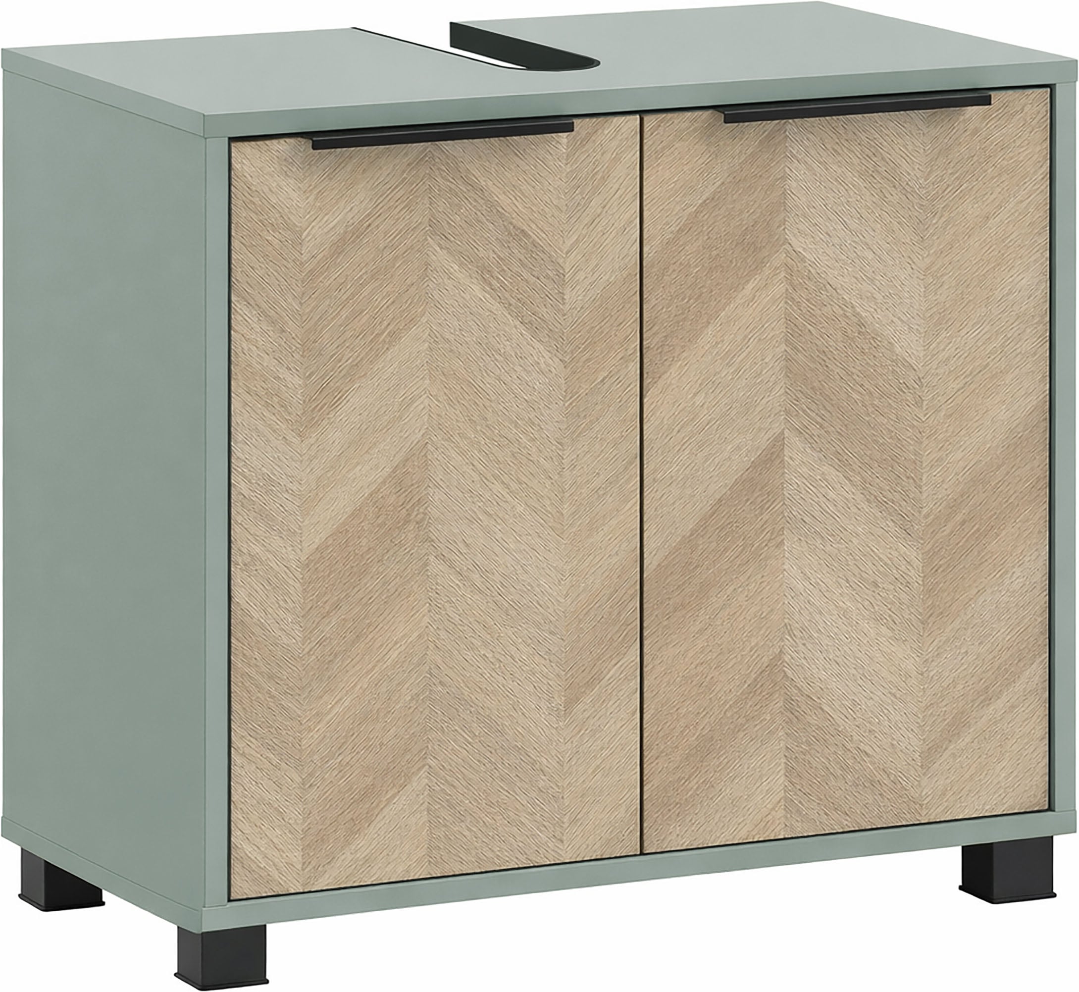 Schildmeyer Waschbeckenunterschrank "PIAZZA, 2 Türen, Breite 65,1 cm, MADE IN GERMANY" 1 Stk. tlg. Türen im Fischgräten-Dekor, MADE IN GERMANY