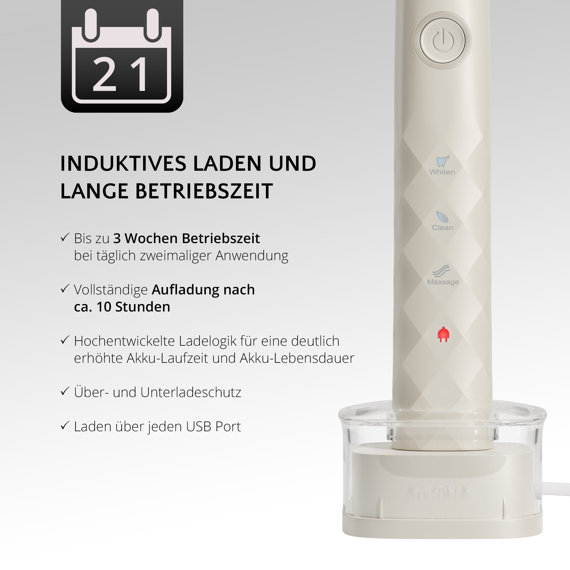 AILORIA Schallzahnbürste »USB-Schallzahnbürste SHINE BRIGHT«