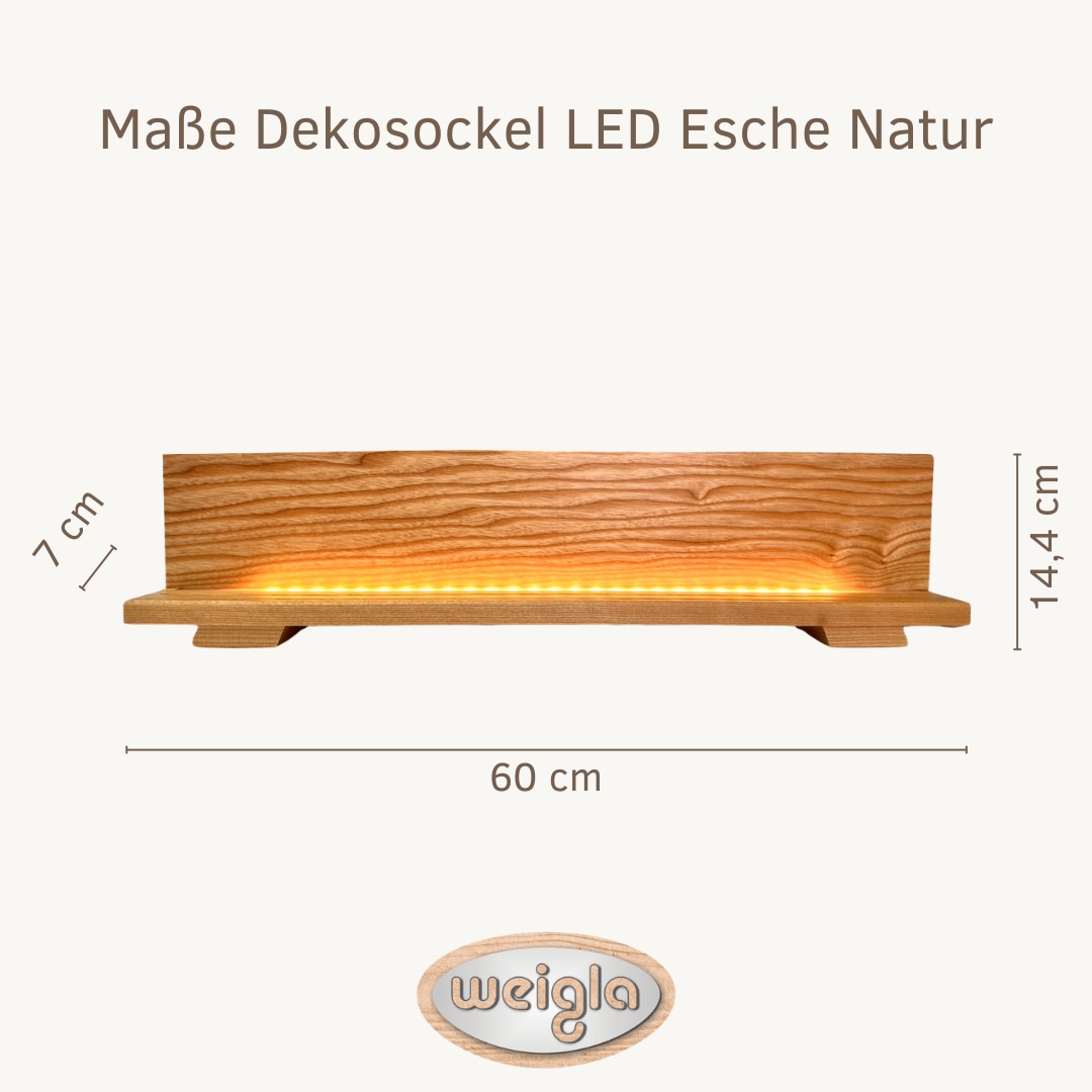 Weigla LED Dekolicht »Dekosockel aus lackiertem Eschenholz, BxHxT: 60x14,4x7 cm« Deko aus dem Erzgebirge für Weihnachten und das ganze Jahr