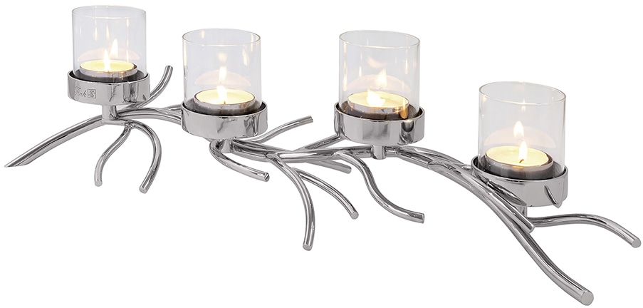 Fink Teelichthalter »RAMUS, 4-flammig, BAUR Kerzen | Kerzenhalter mit für bruchsicherem Glas, Adventsleuchter«, 4